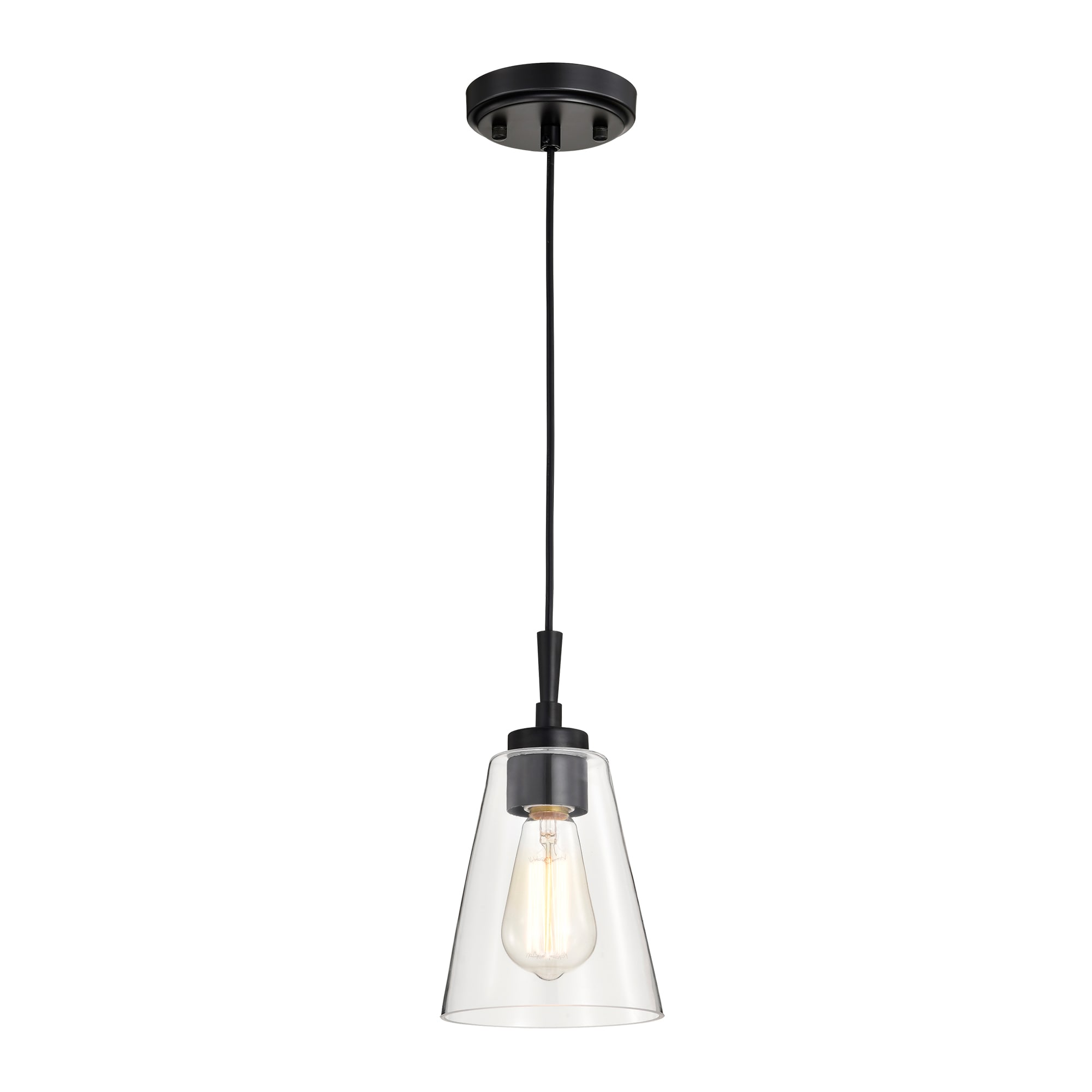 Edvivi EPJ6495BK Briarwood Matte Black Modern/contemporary Clear glass Cone Mini Hanging Pendant light