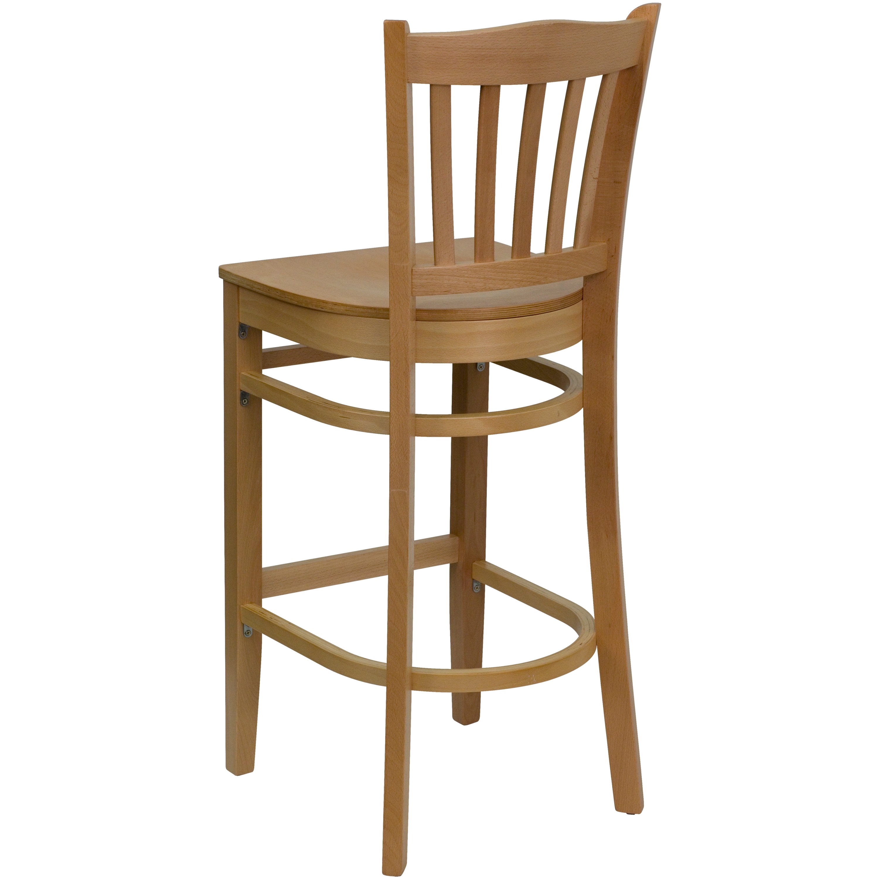 Classic Cherry Natural Wood Barstool with Vertical Slat Back