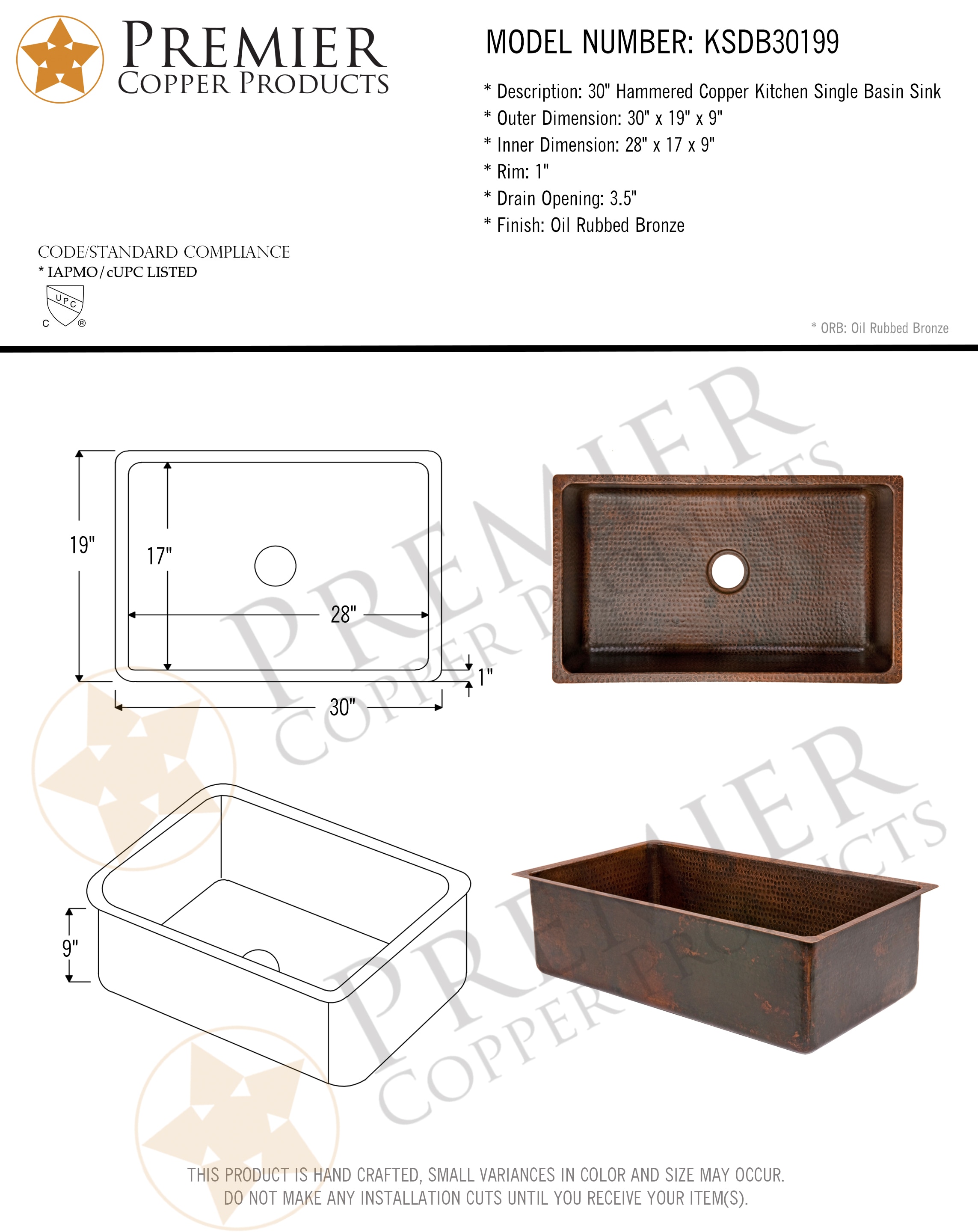 PREMIER COPPER PRODUCTS KSDB30199 Kitchen-Sinks - View #8