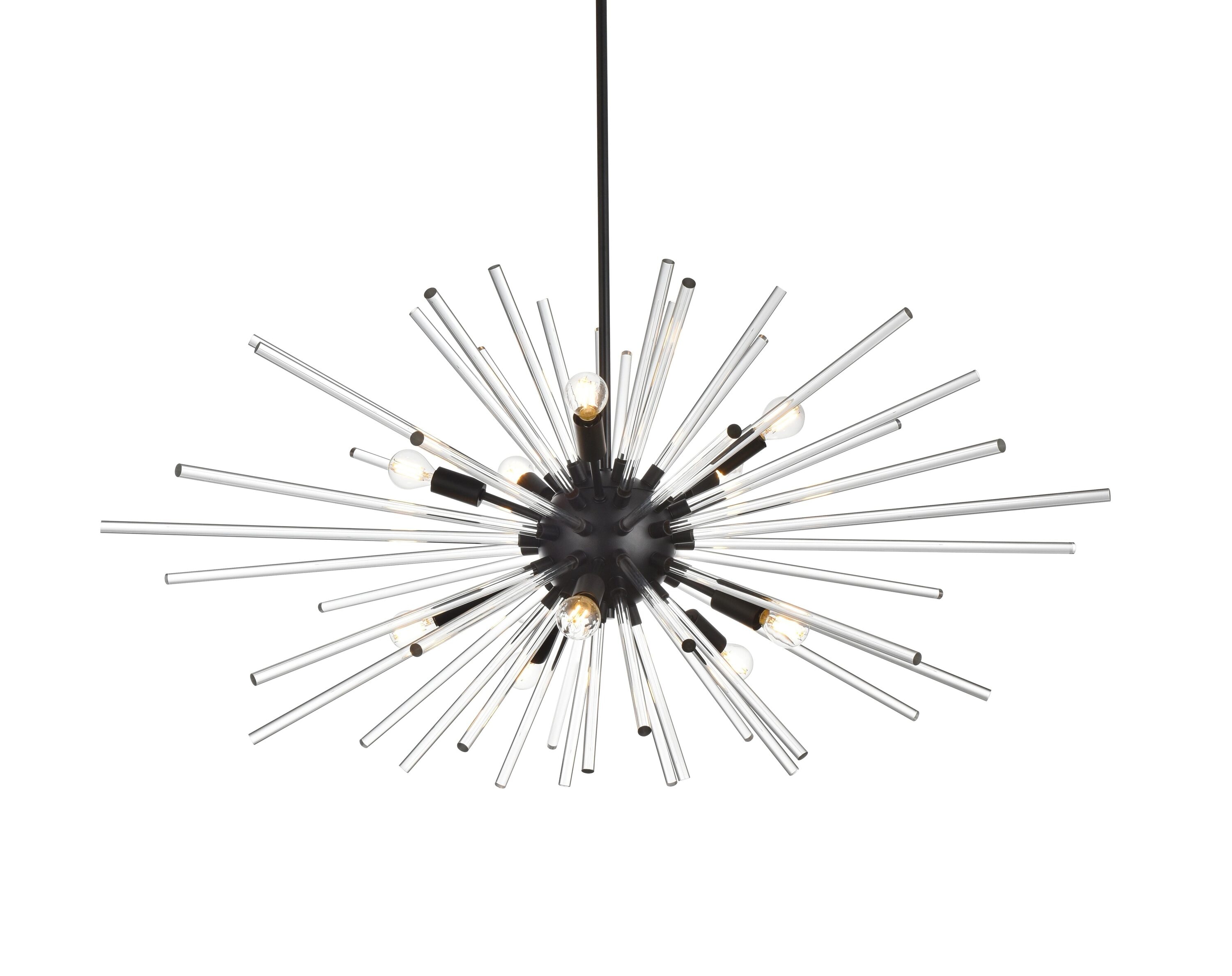 Sienna 42-Inch Black Crystal Rod Pendant Light