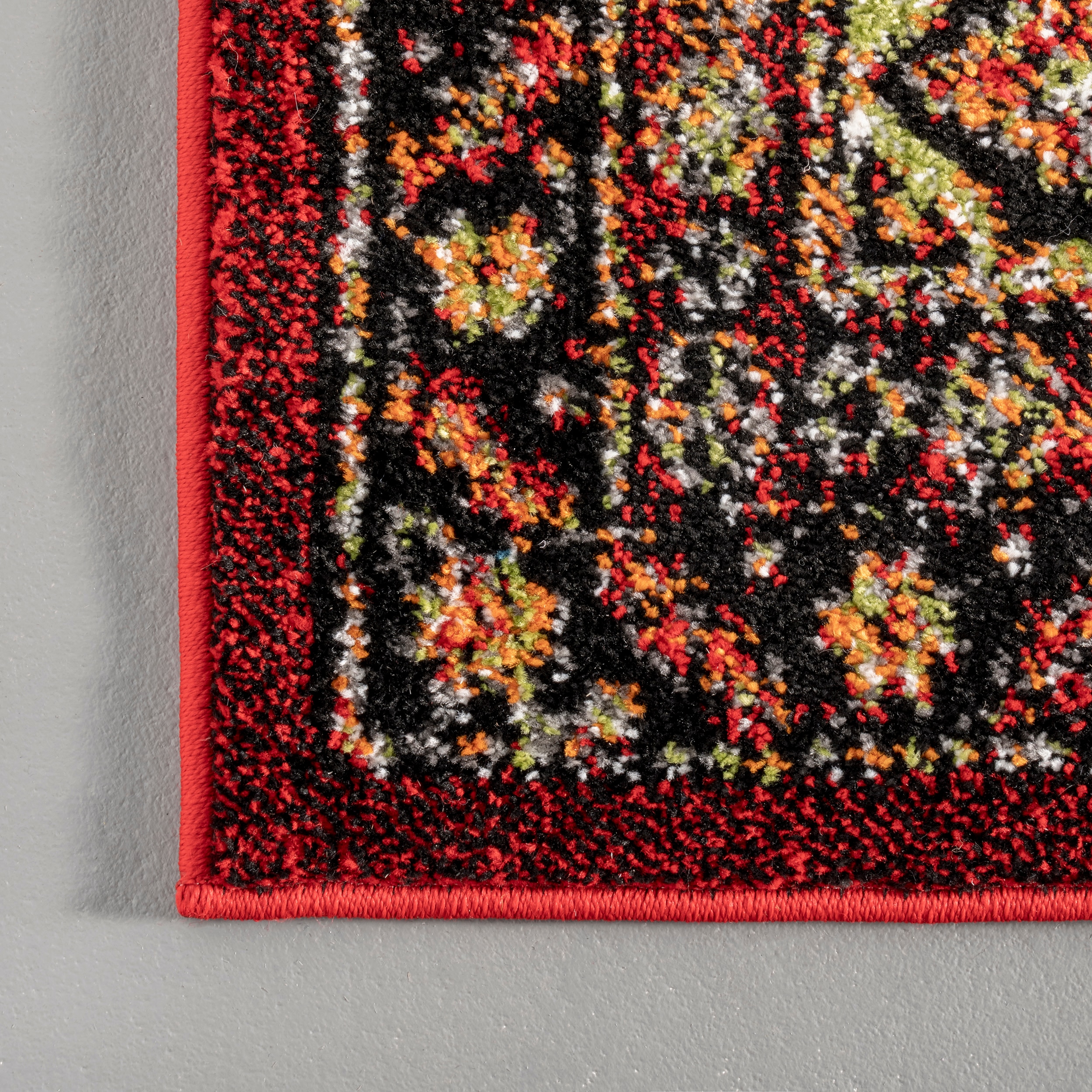 Medieval Red Round Synthetic Indoor/Outdoor Area Rug