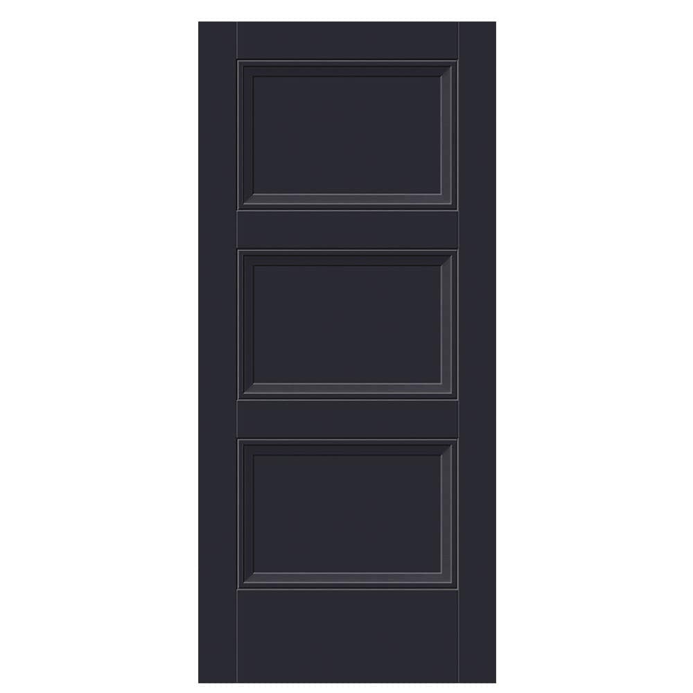 Masonite 1573281 Livingston 36-in x 80-in Midnight 3-panel square Smooth Solid core Prefinished Molded composite Slab Door
