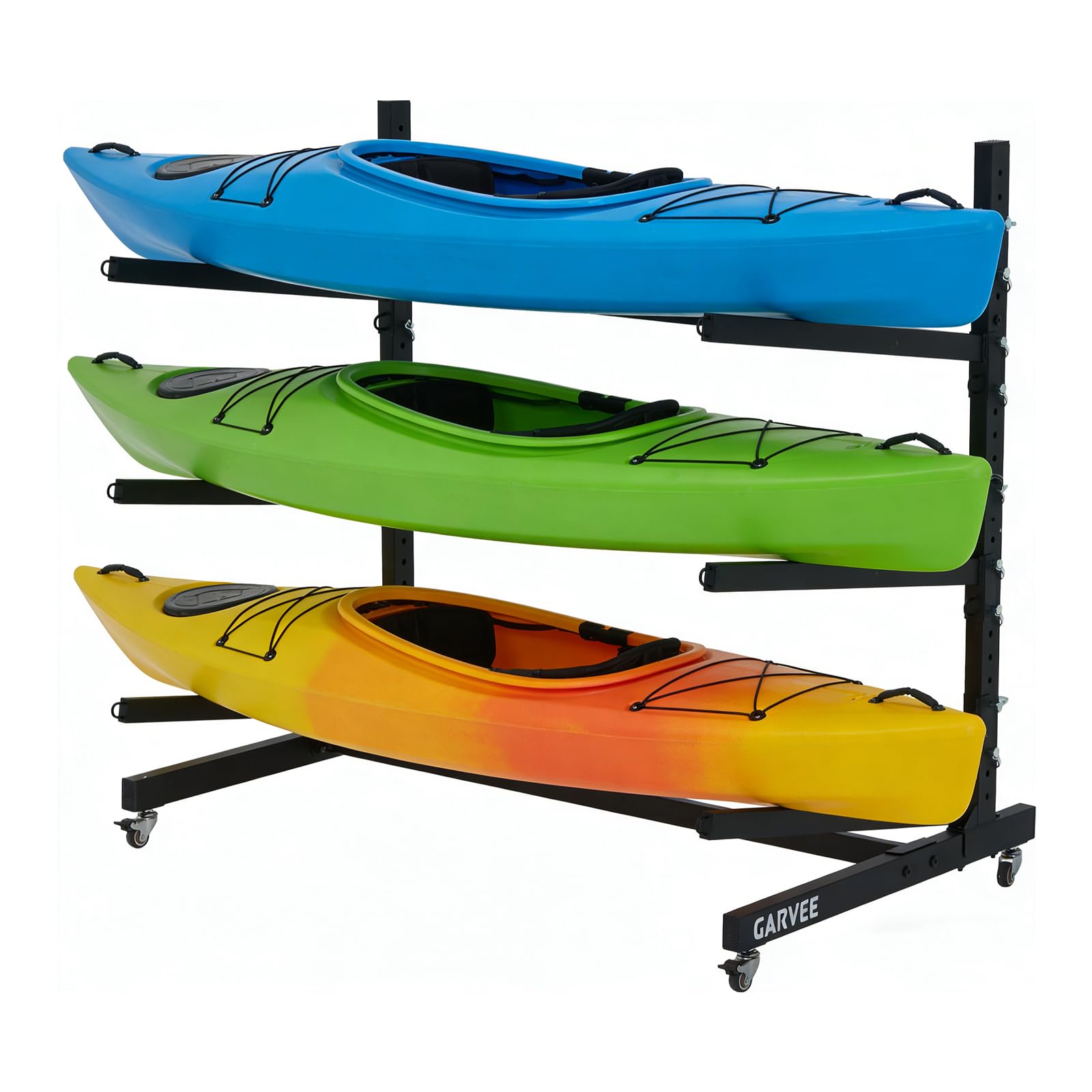 CazToi Freestanding Kayak Storage Rack with Wheels Black Suction cup Kayak rack 300-lb Capacity