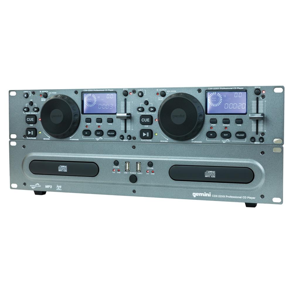 Gemini CDX-2250i DJ Dual Two Deck Rack Mount CD/MP3 Media Player+Headphones+Mics 