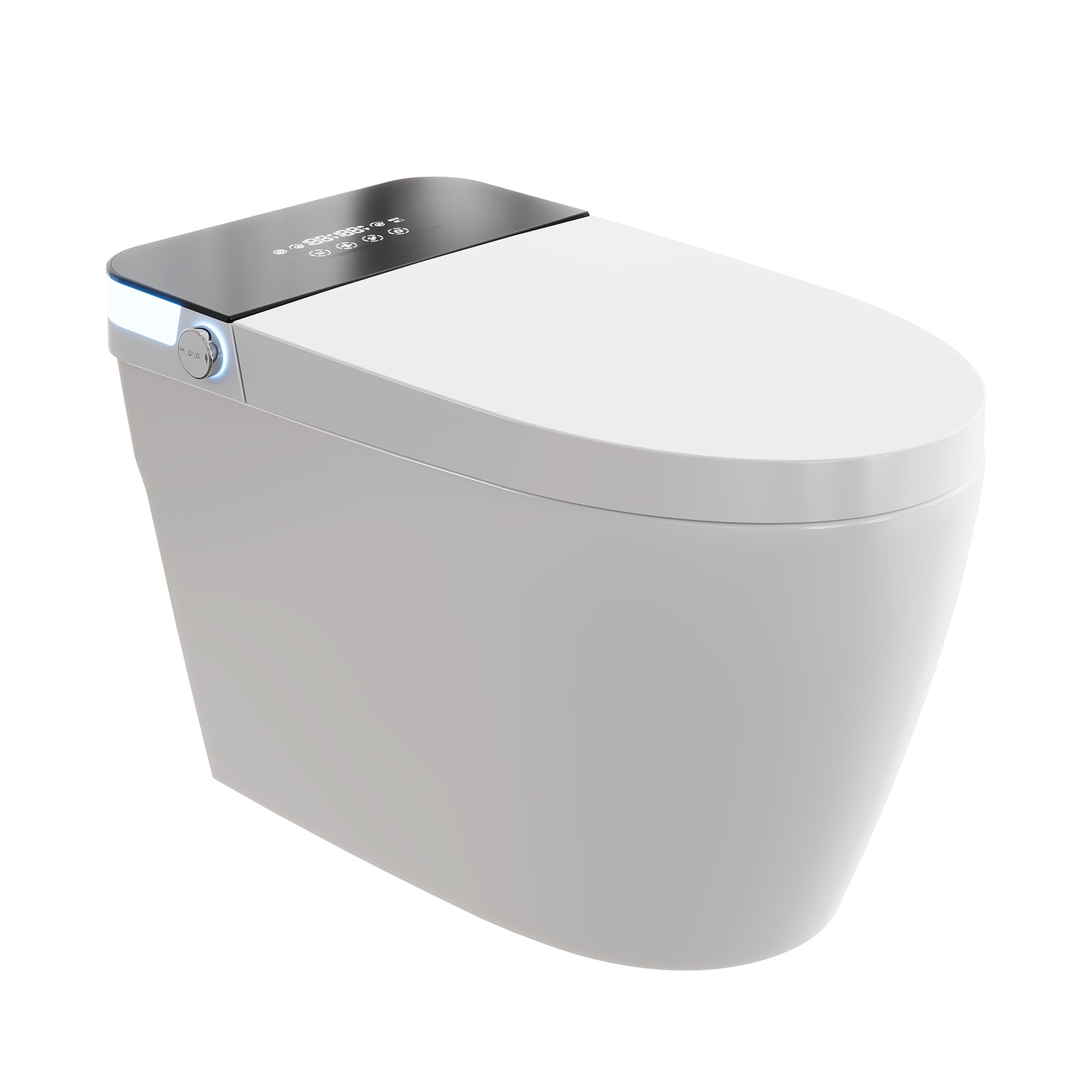 IdealHouse Smart Toilet with Auto Open Close Lid Auto Flush Heated Seat Front and Rear Wash with Warm Cold Water Warm Air Dryer Night Light and Remote Control 110V US Standard 300mm Rough In Ceramic Black