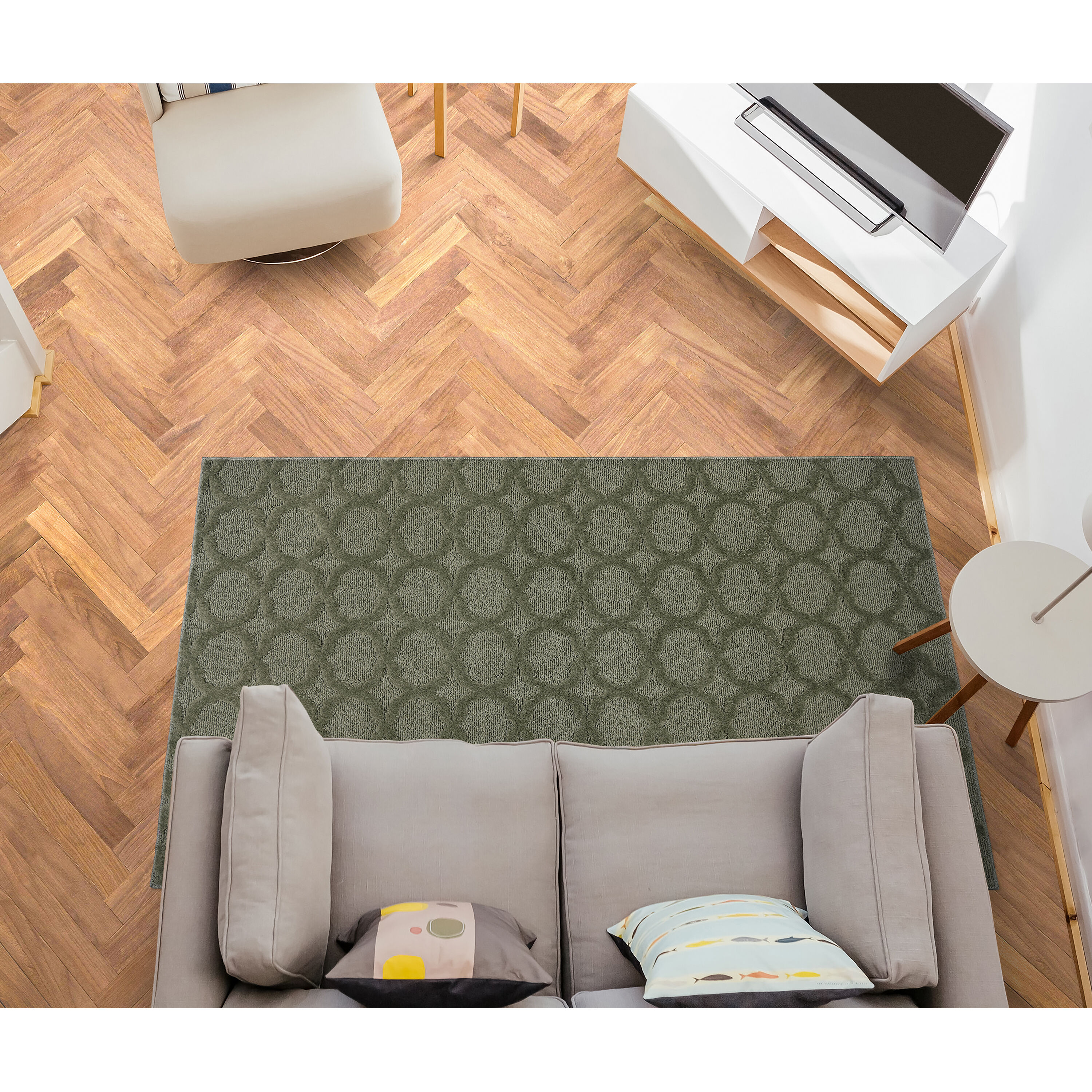 Garland Rug CL100N09612005 Sparta 8 x 10 (ft) Tufted Polypropylene Sage Rectangular Indoor Geometric Farmhouse/Cottage Area rug