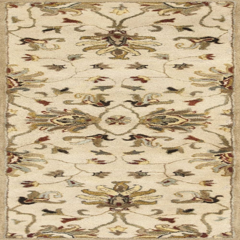 HomeRoots 352323 Bernadette 2 x 7 (ft) Wool Champagne Rectangular Indoor Floral/Botanical Runner rug
