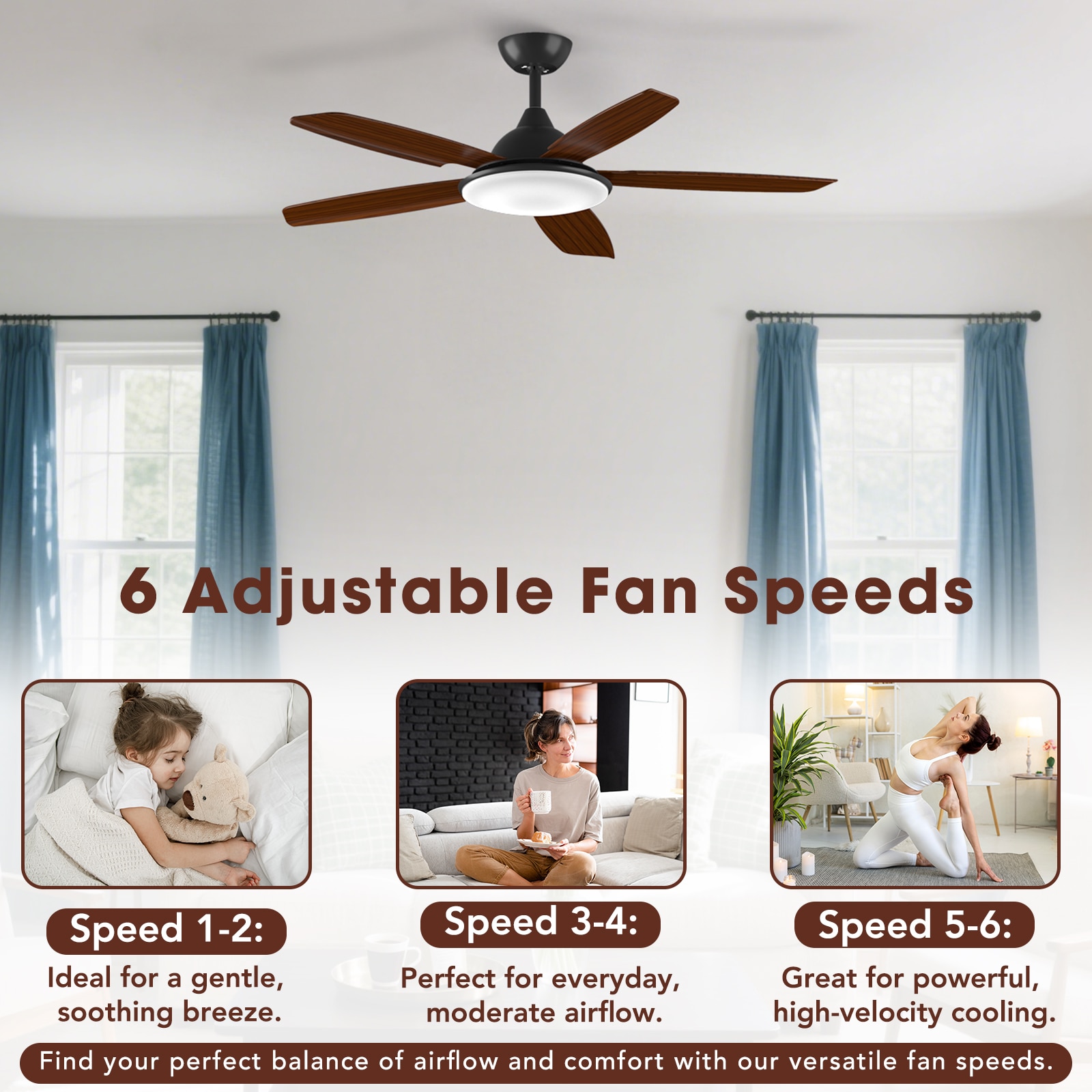 COWSAR LSCF-FL9286-BLACK Ceiling-Fans - View #4