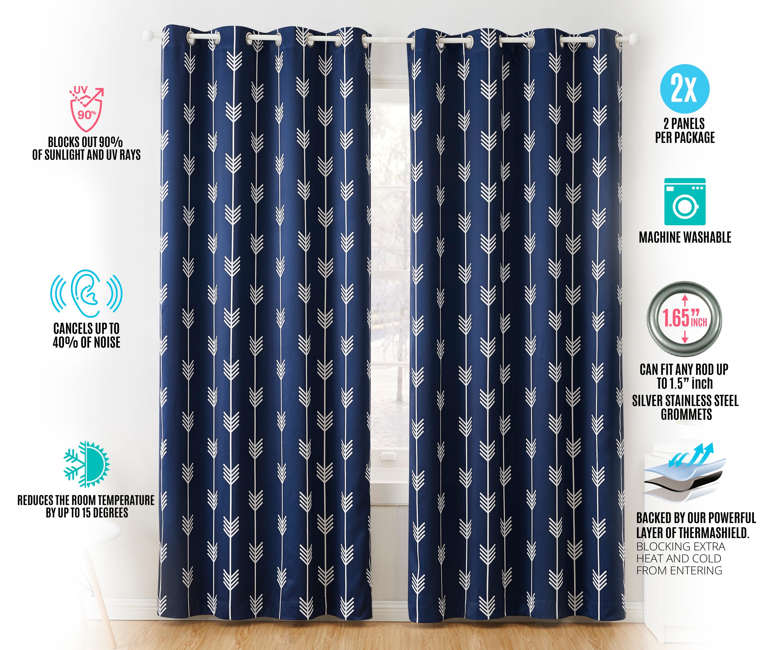 Totally Home Decor ARRW-NVY72 curtains - View #3