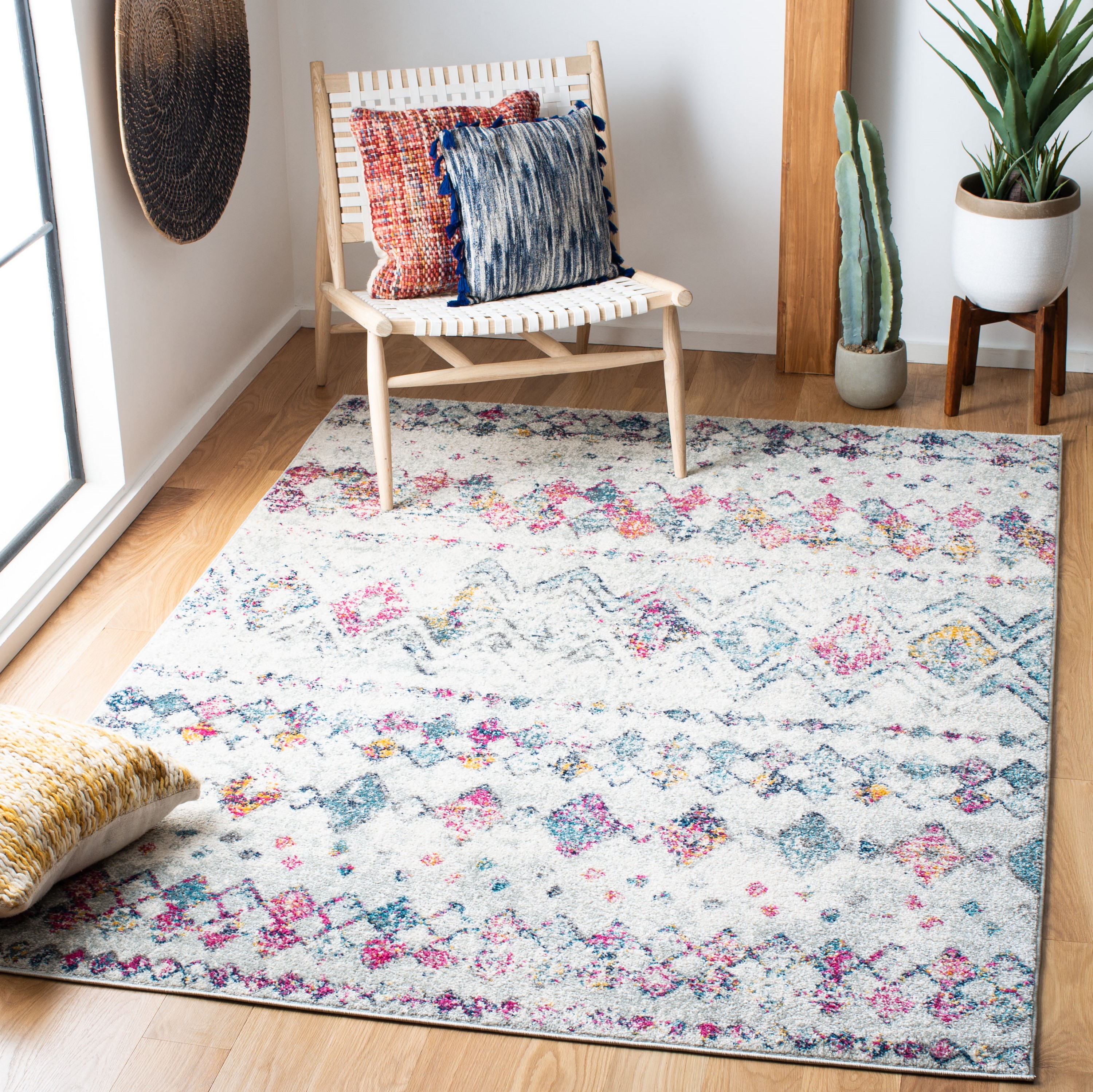 Safavieh MAD798J-3 Madison Kalab 3 x 5 (ft) Loomed Synthetic Gray/Purple Rectangular Indoor Distressed/Overdyed Bohemian/Eclectic Throw rug