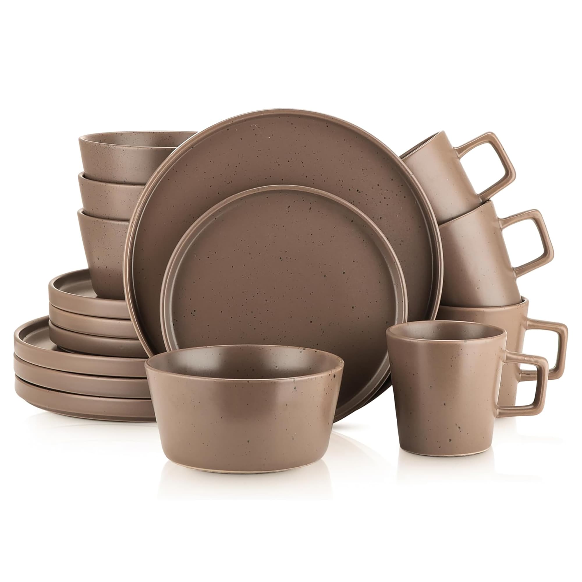 Stone Lain Celina Stoneware 16 Piece Dinnerware Set Service for 4 Brown Matte #BLB0477
