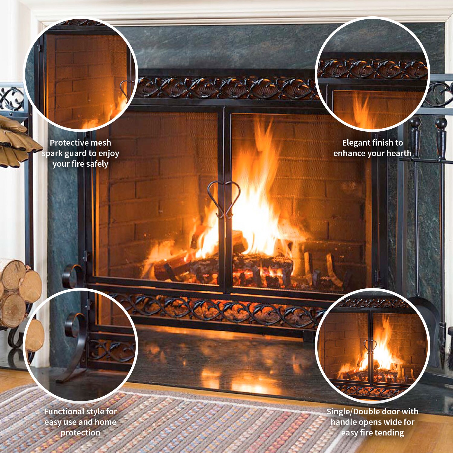 Evergreen 13401 BK Glass-Fireplace-Doors - View #2