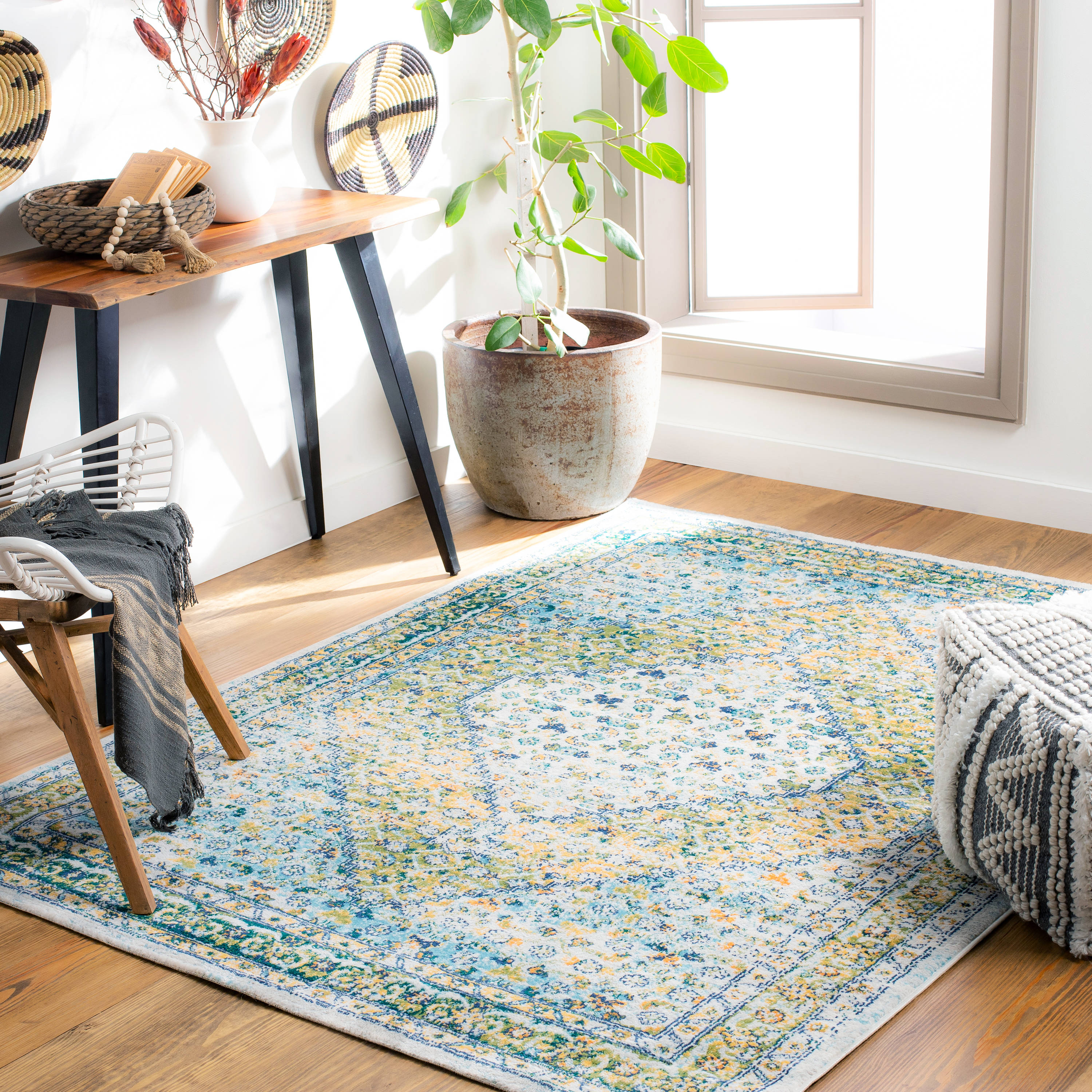 Surya FSA2358-5371 Floransa 5 X 7 (ft) Dark Green Indoor Medallion Global Area Rug