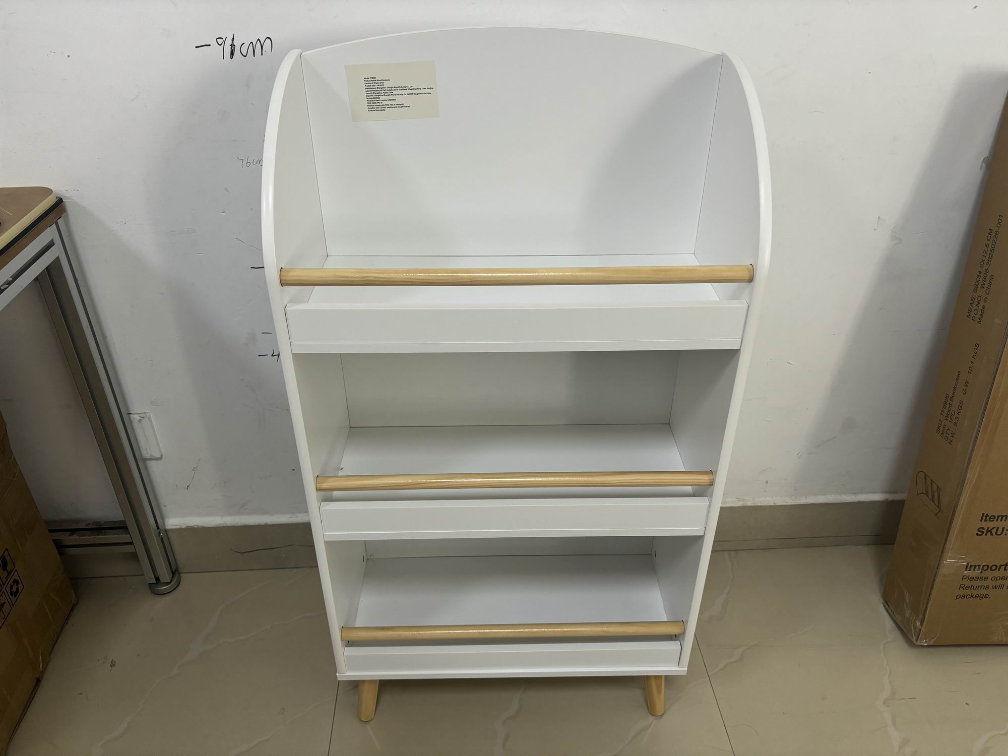 JUSHUA Kids Bookshelf 3 Tier Bookcase Book Organizer Toy Storage Cabinet Organizer White