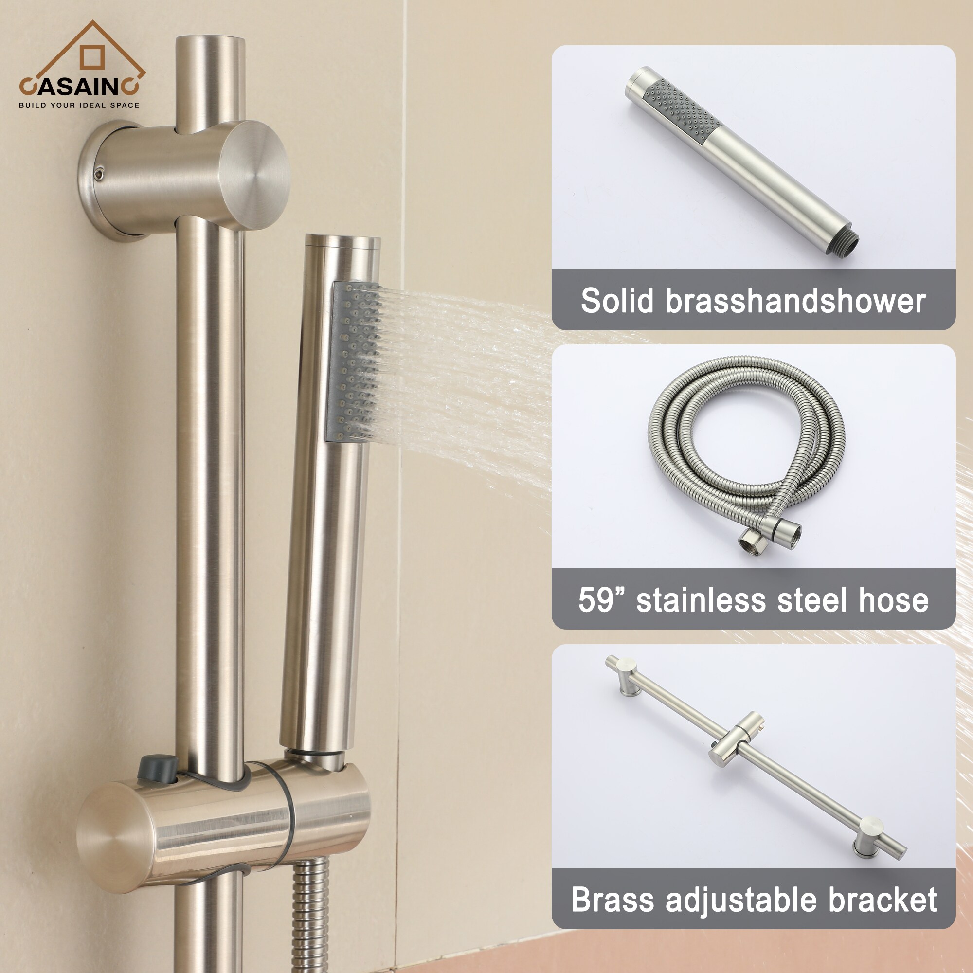 CASAINC CS3774BN Showerhead-Bar-Panels - View #3
