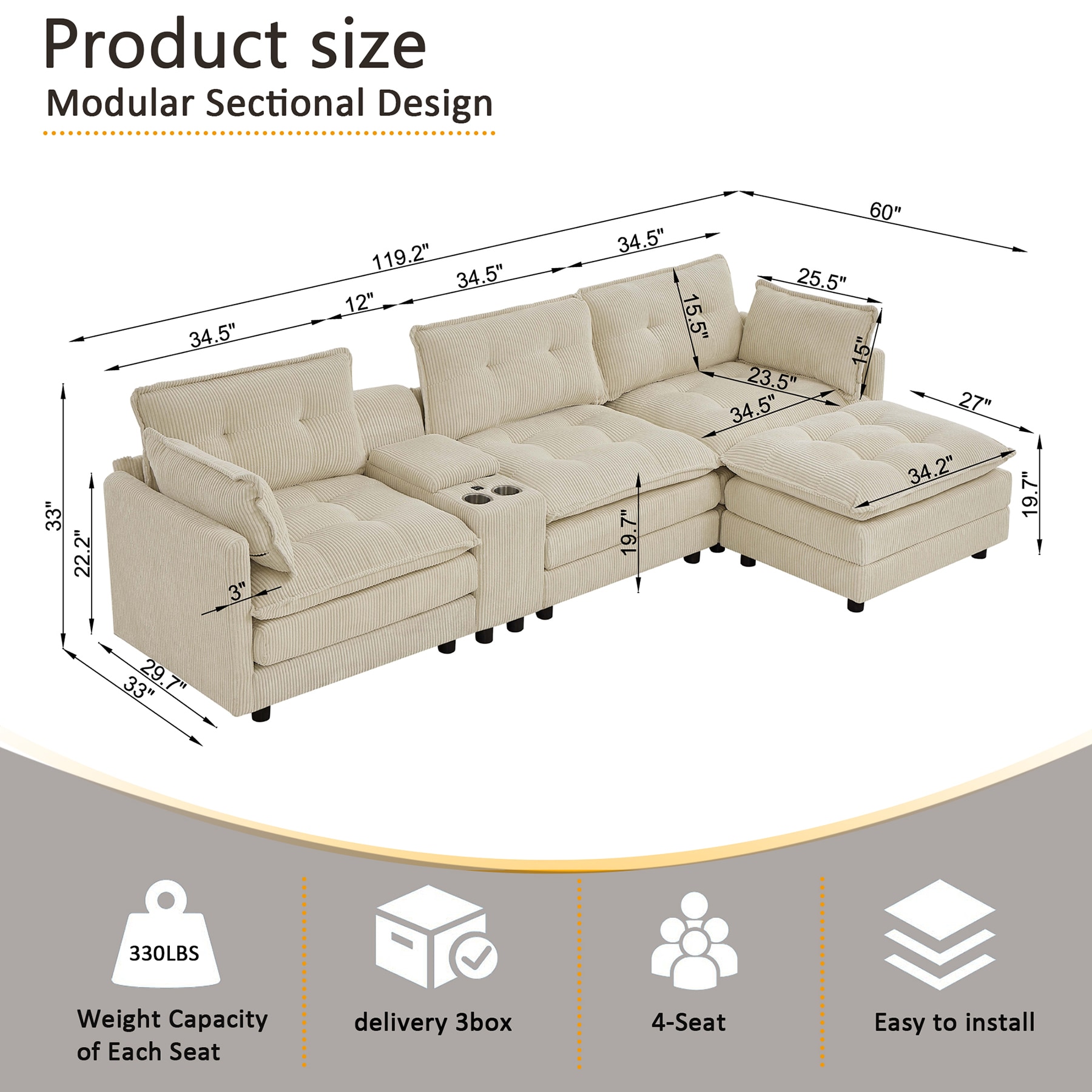 SINOFURN SYA020325BG Sofas-Loveseats - View #4