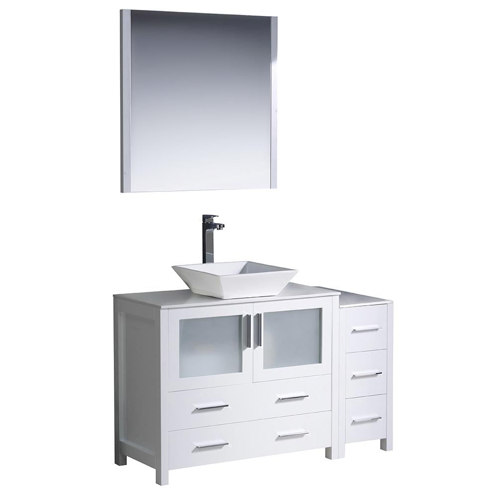 Fresca Bari 48-in White Single Sink Bathroom Vanity with White Ceramic ...