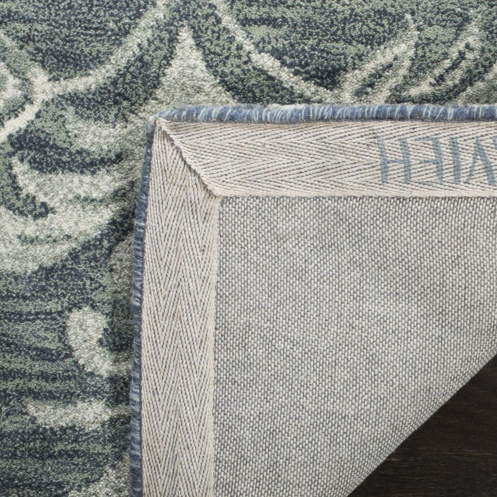 Handmade Blue Floral Wool 6' x 6' Square Rug