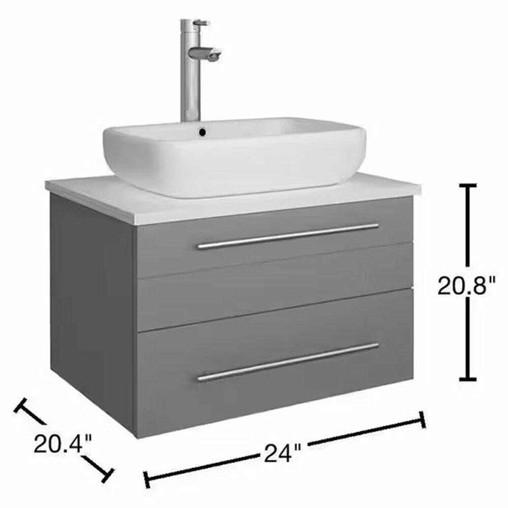 Fresca Lucera 24-in Gray Single Sink Floating Bathroom Vanity with ...