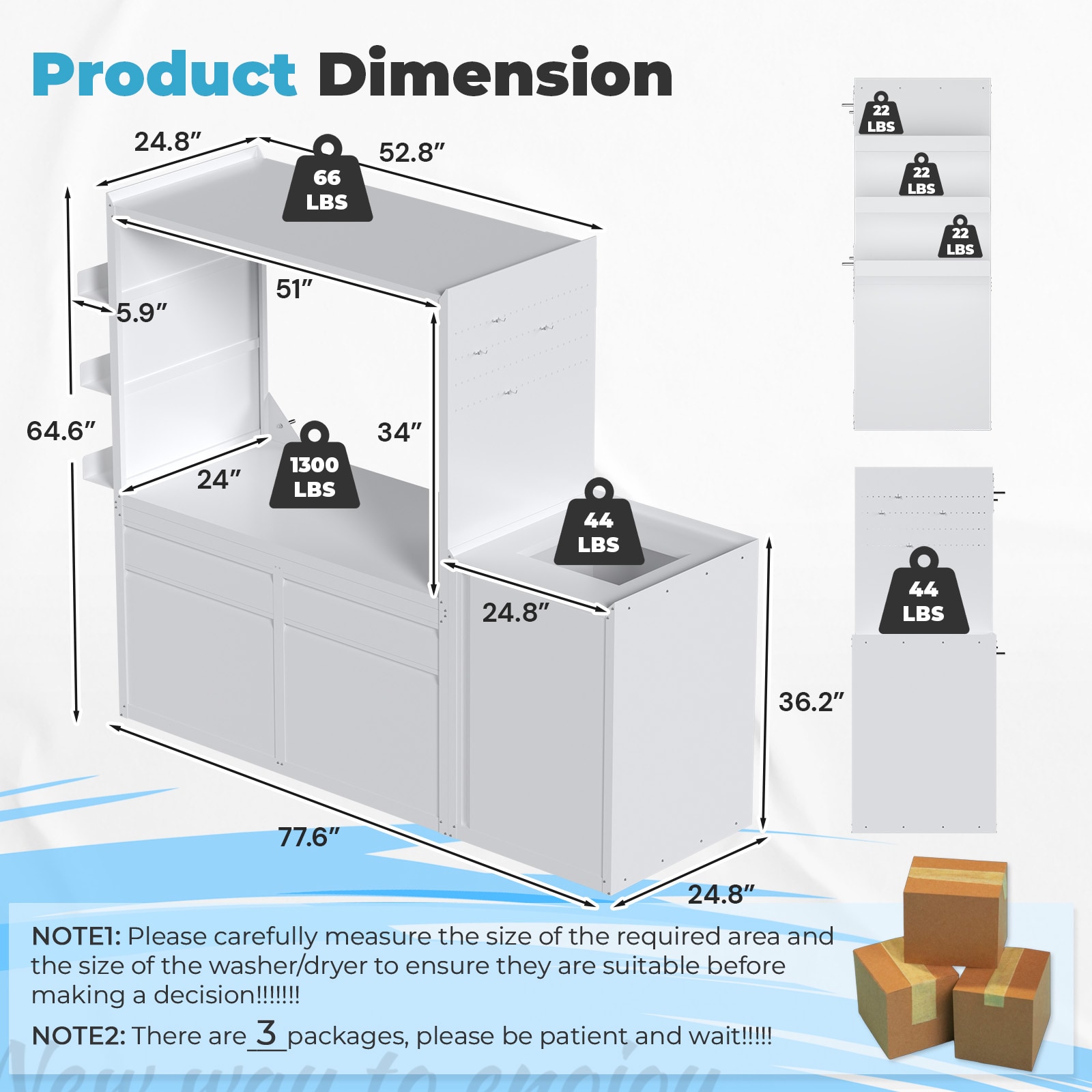 AECOJOY  Laundry Pedestal with Sink Cabinet for 2 Washer and Dryer Sansujyuku sansujyuku.com