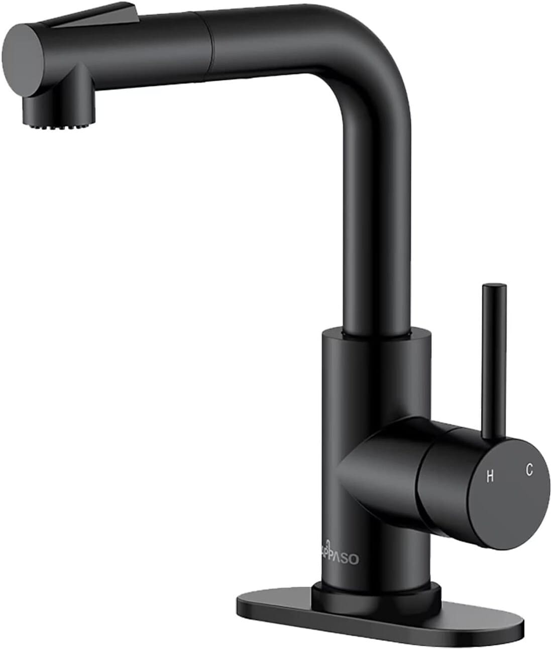 APPASO APS266-MB Matte Black Single Handle Deck-mount Kitchen Faucet with Sprayer ( Deck Plate Included )