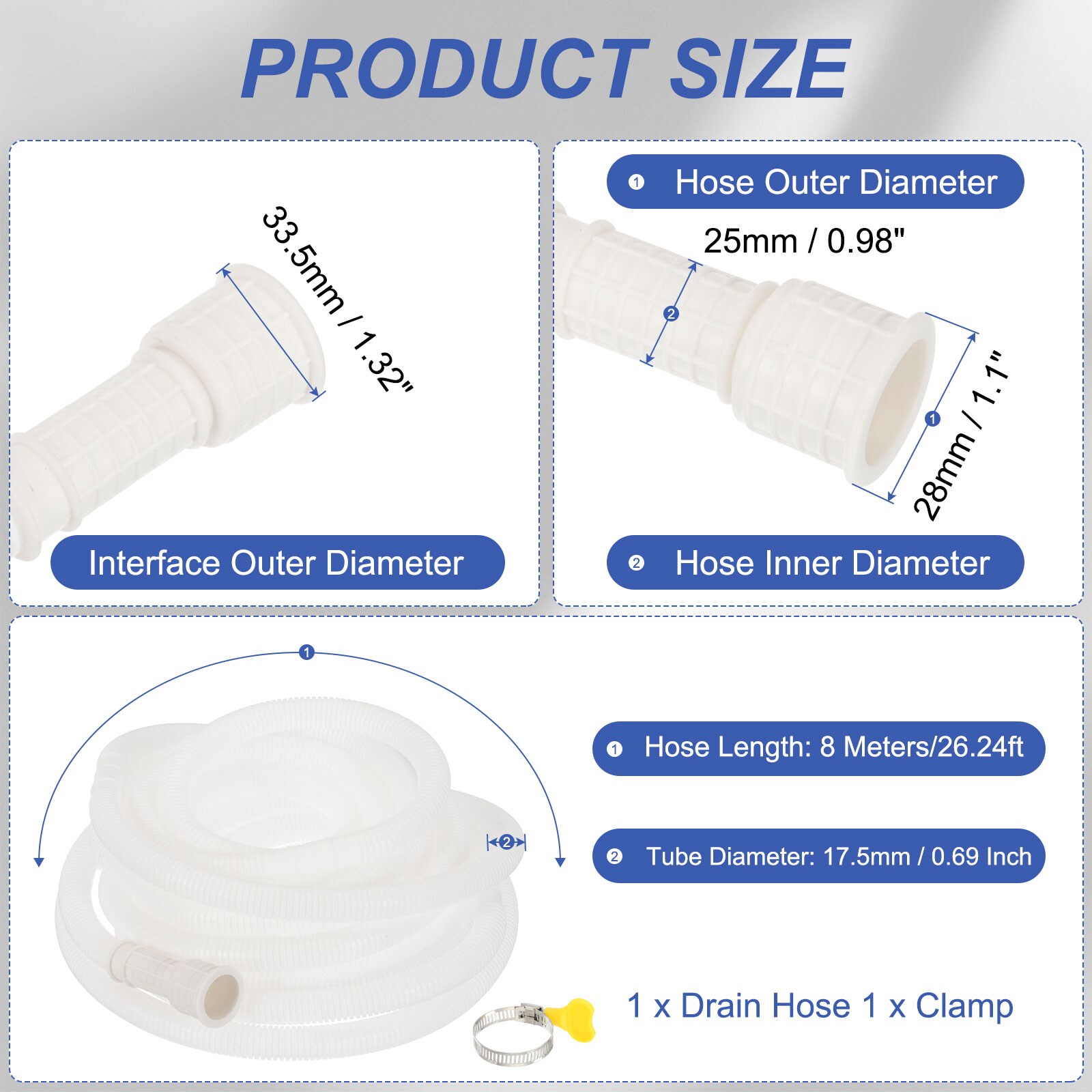 PATIKIL 26.24ft Air Conditioner Drain Kit Universal AC Drain Hose ...