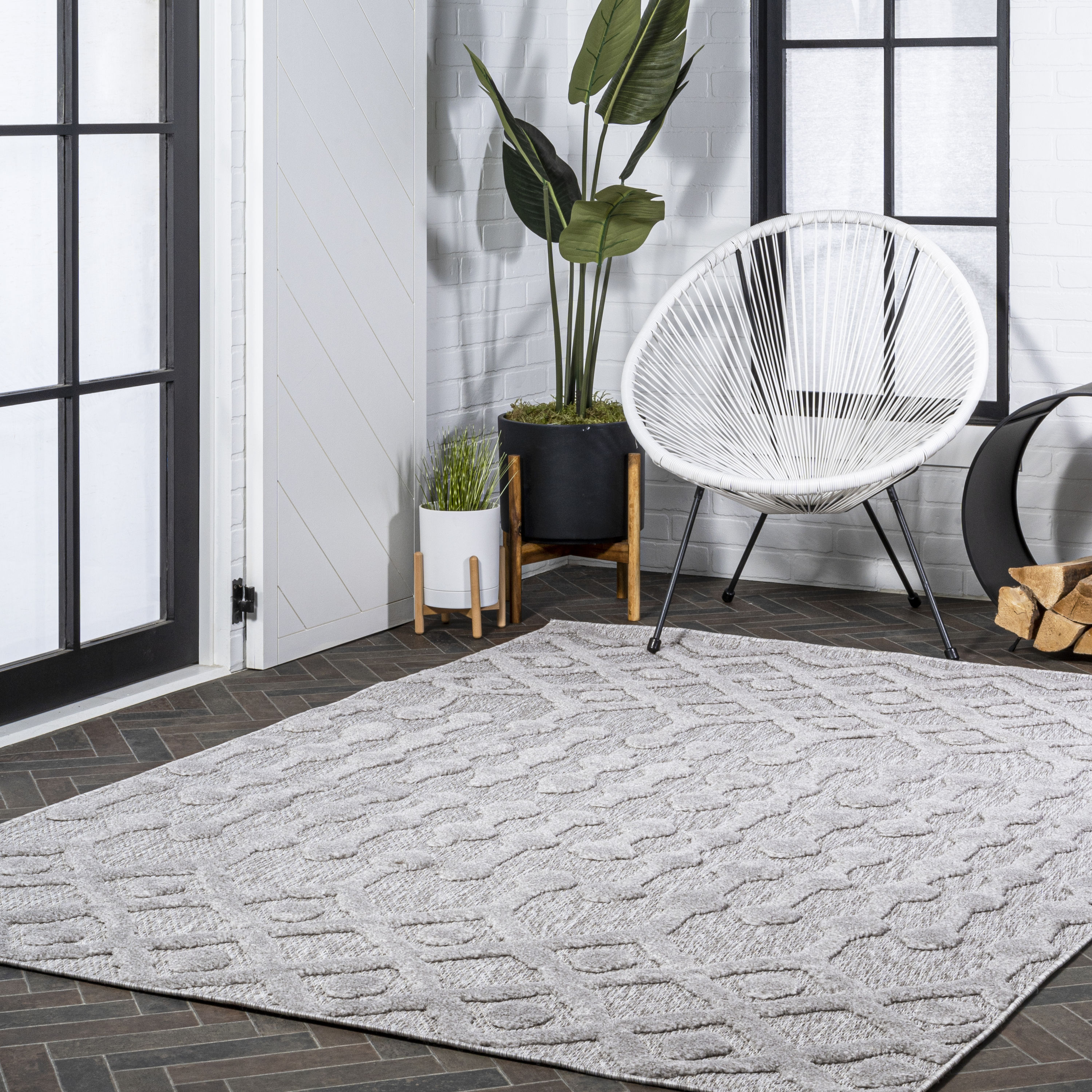 Handmade Light Gray Moroccan Diamond 4' x 6' Synthetic Area Rug