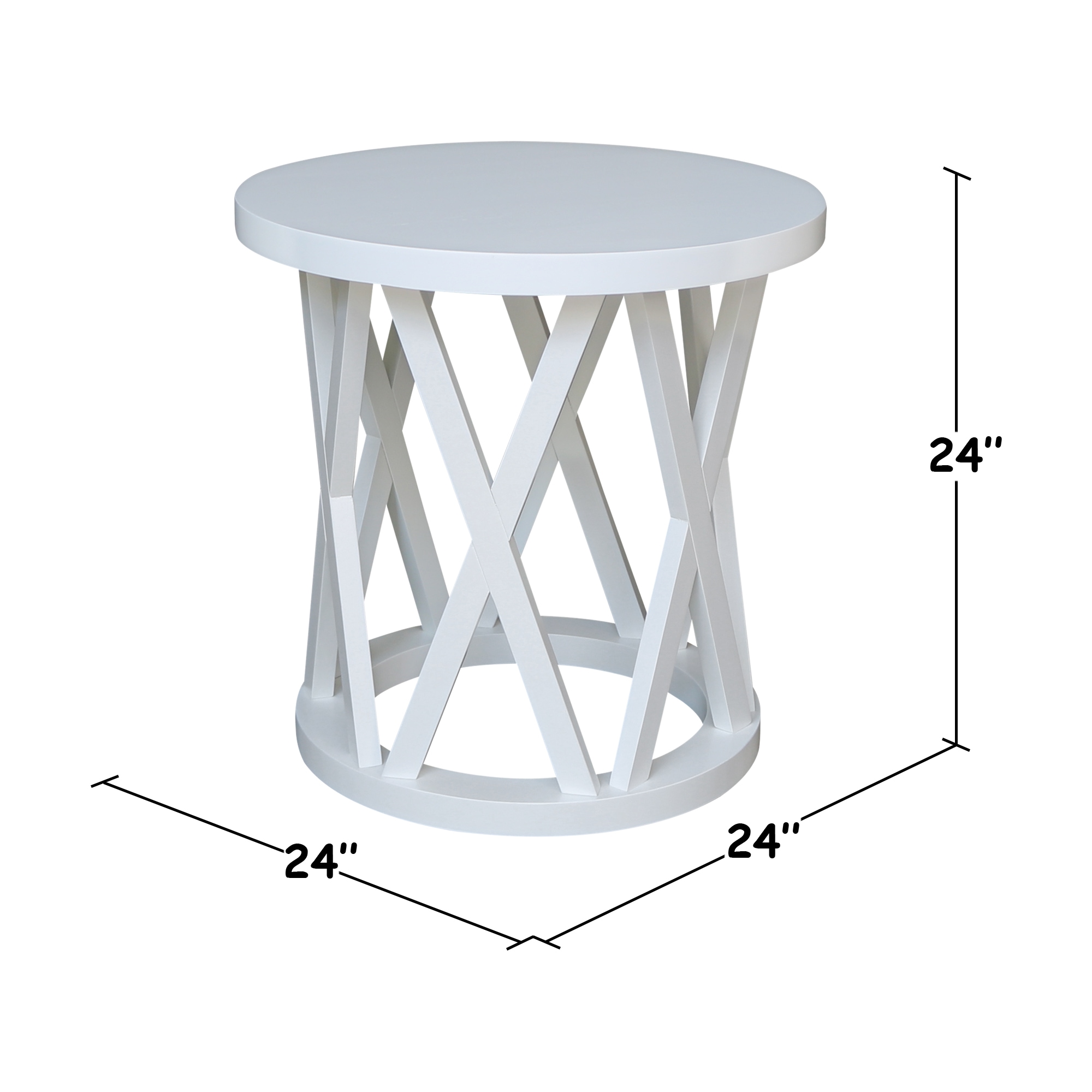 Kruiden fonds Grof International Concepts Ceylon White Wood Round End Table in the End Tables  department at Lowes.com