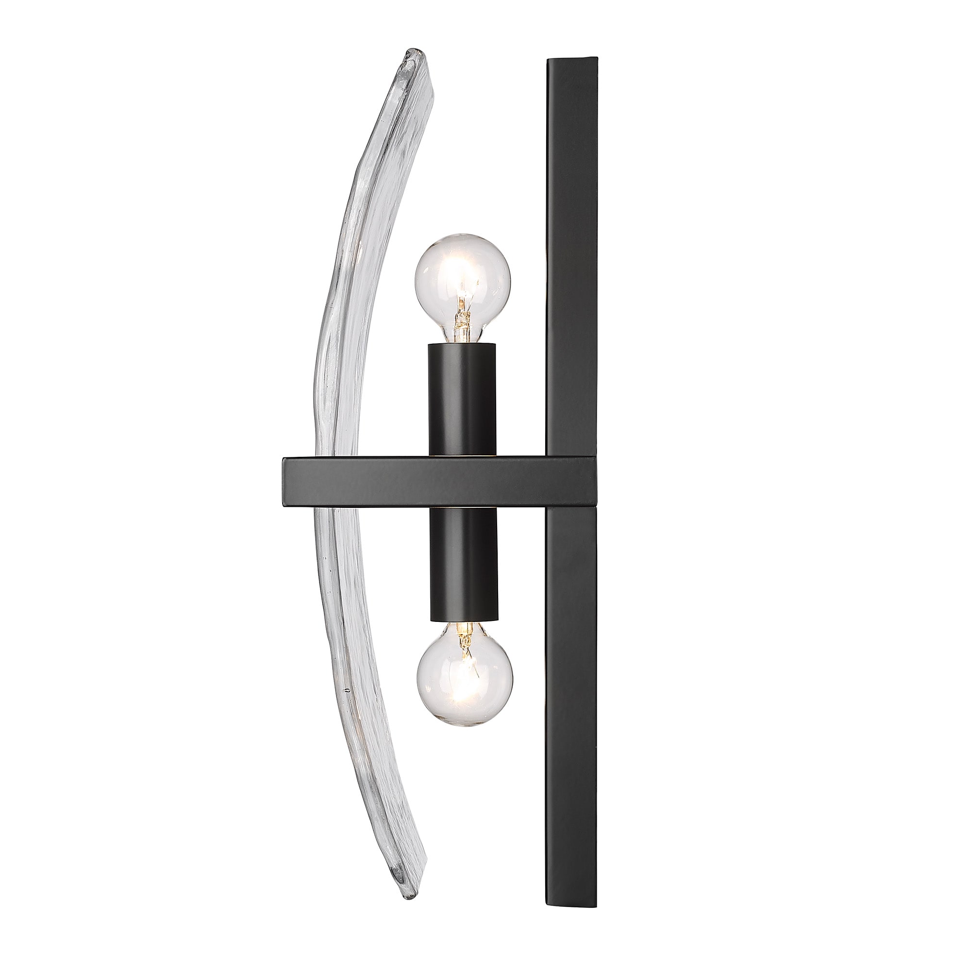 Black Hammered Glass Dimmable Wall Sconce