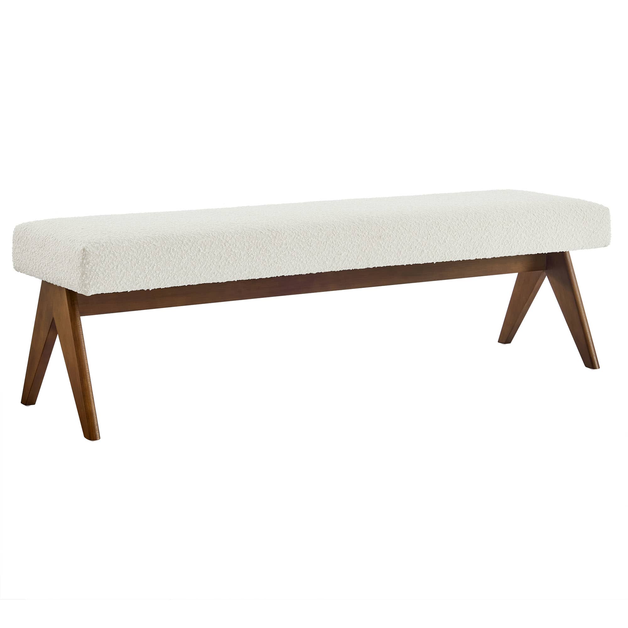 Lyra 63-in Boucle Upholstered Bench in Ivory Boucle