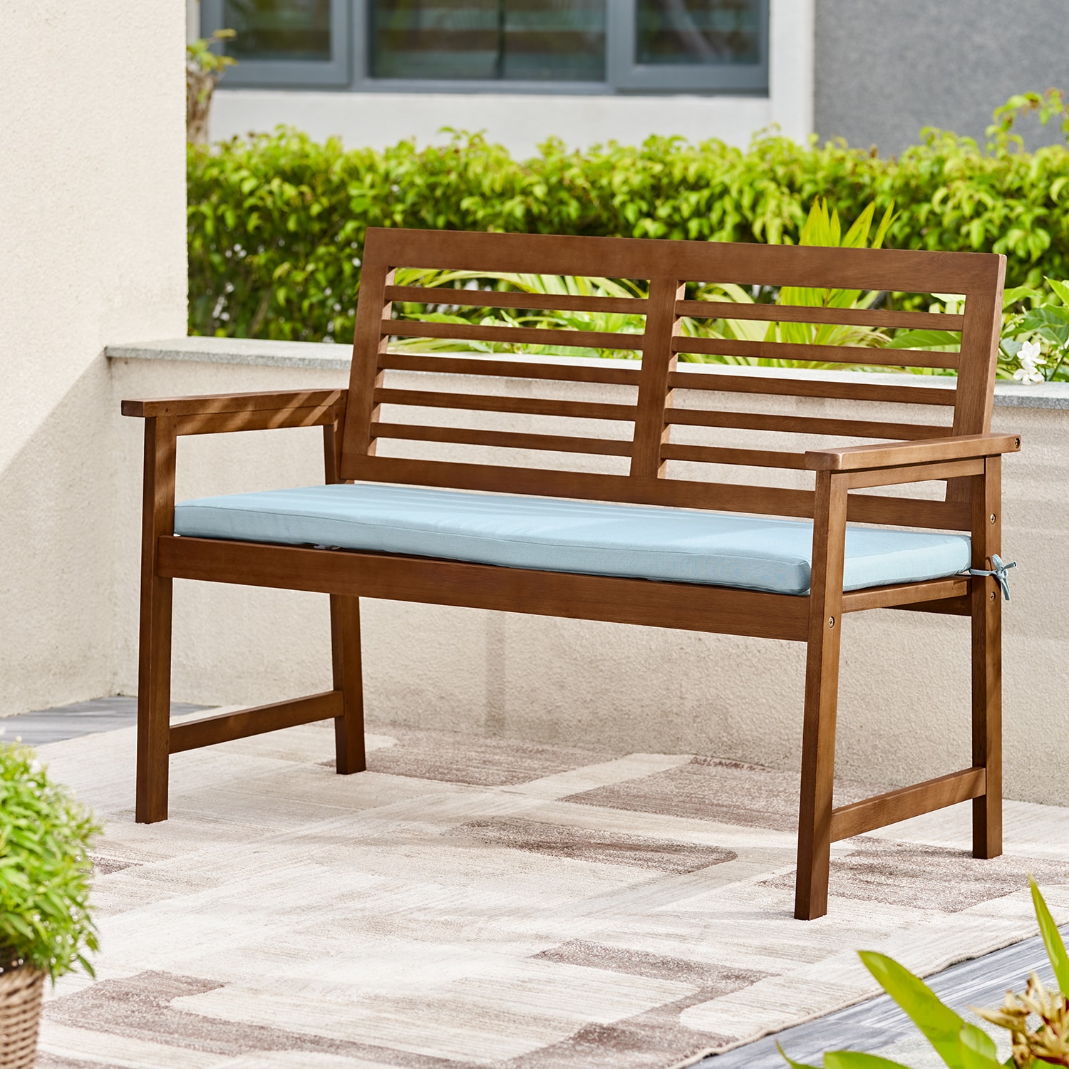 Mondawe JO-ML1916 Farmhouse Chic Garden Bench 48-in W x 35-in H Brown Aluminum Garden Bench
