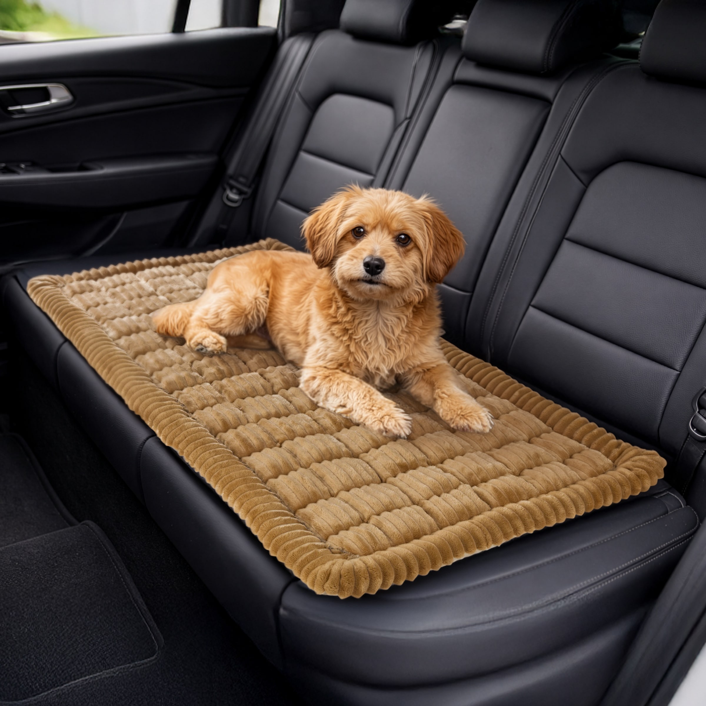 PETMAKER  Dog Bed for Car Back Seat - Non-Slip Pet Seat Cover (Beige)