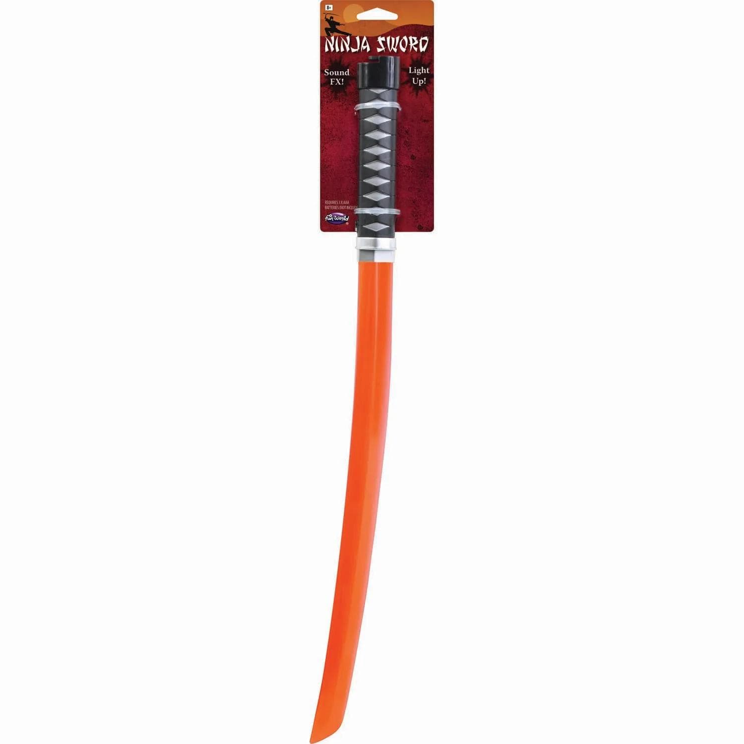 Fun World FW96990R 22 Light-Up Red Plastic Ninja Sword with Sound FX Costume Accessory - Thumbnail
