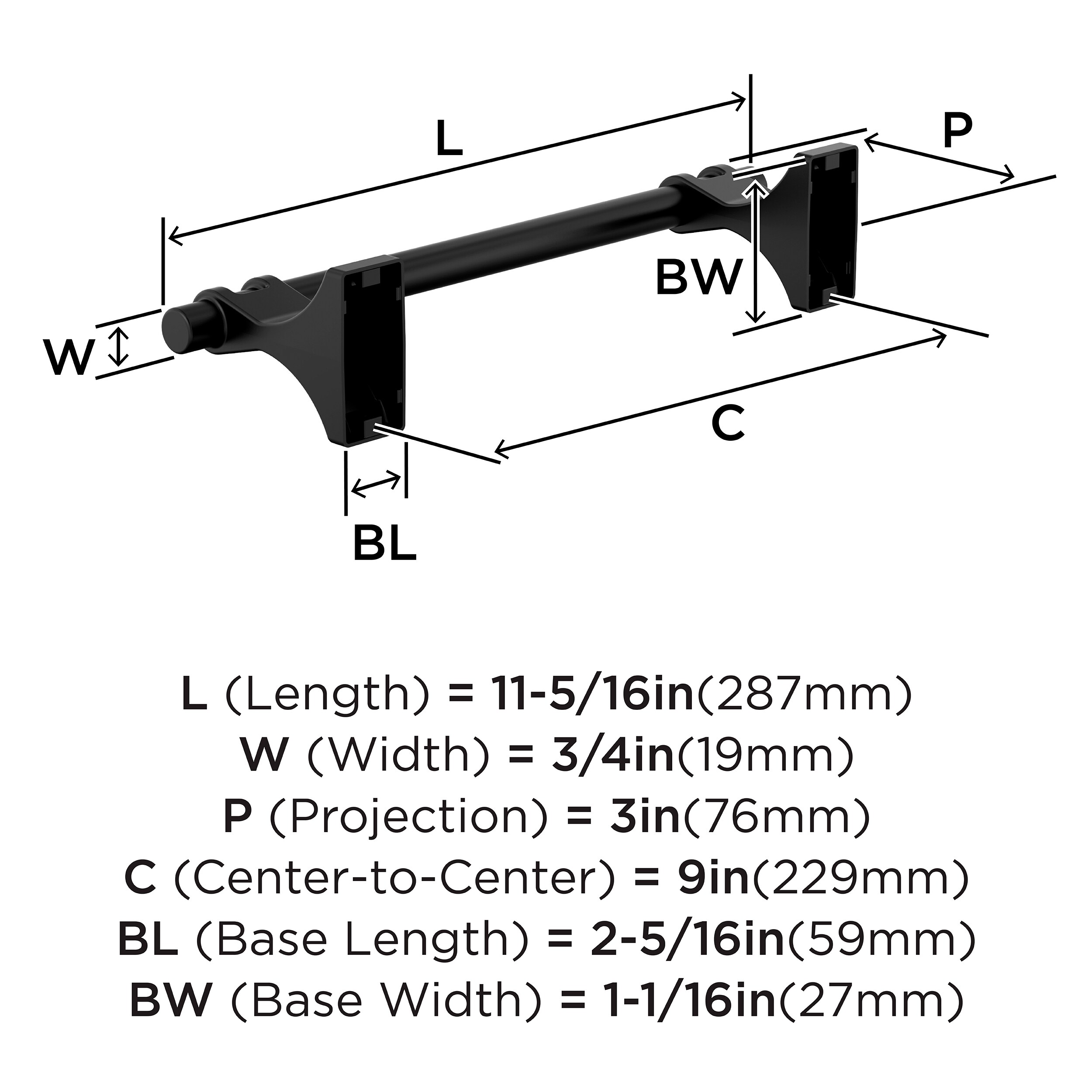 Matte Black Wall Mounted Towel Bar with Simple Lines