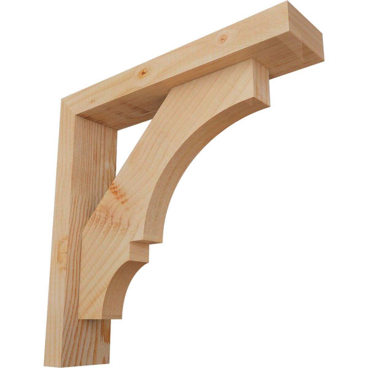 Ekena Millwork 1462108 Balboa Block Smooth Bracket with Offset Brace Douglas Fir Wood Standard Bracket