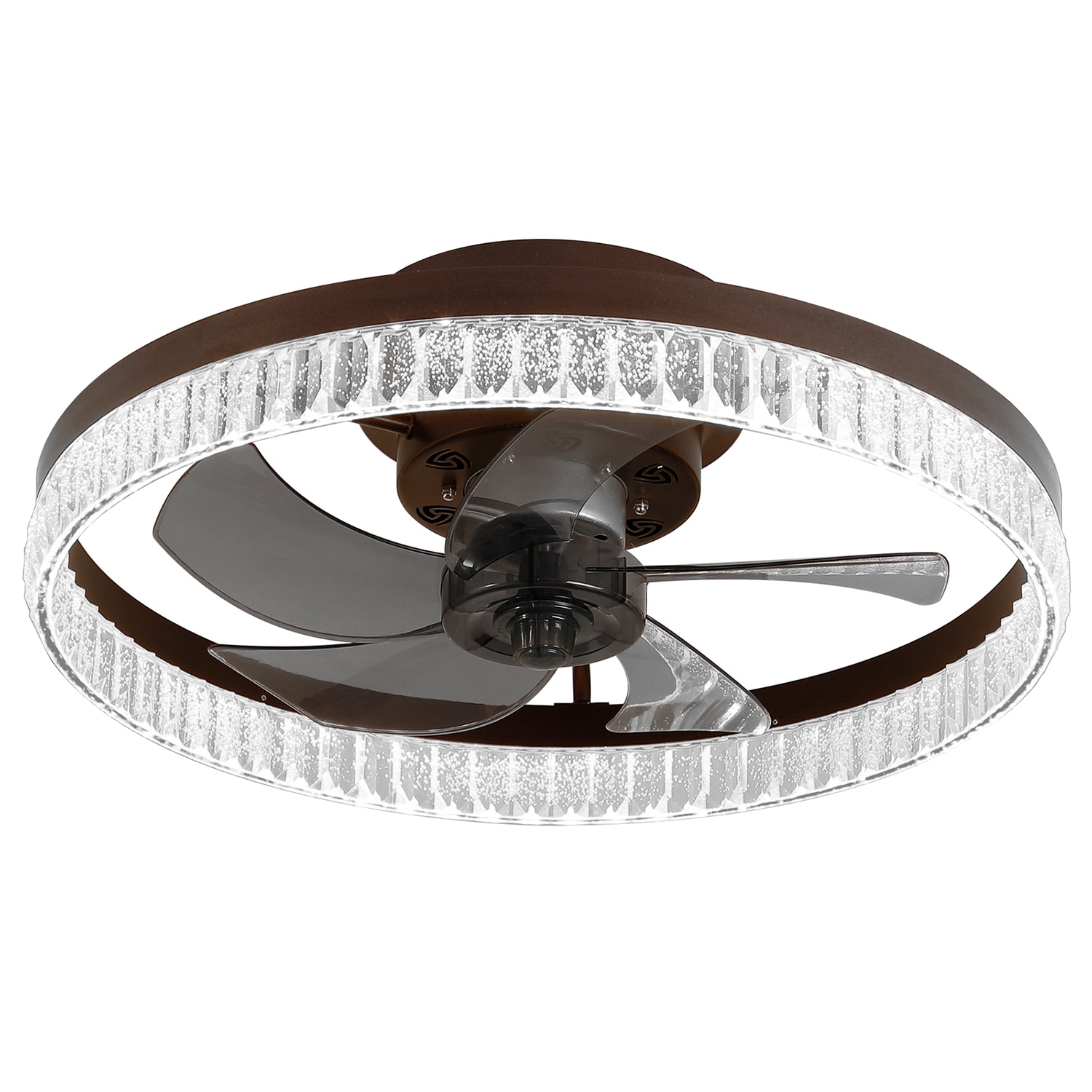 Bybafun YB5100136 20-in Color-Changing Integrated LED Flush Mount Black with Finished Blades Fandelier Ceiling Fan With Light - Remote Included ( 5 -Blade )