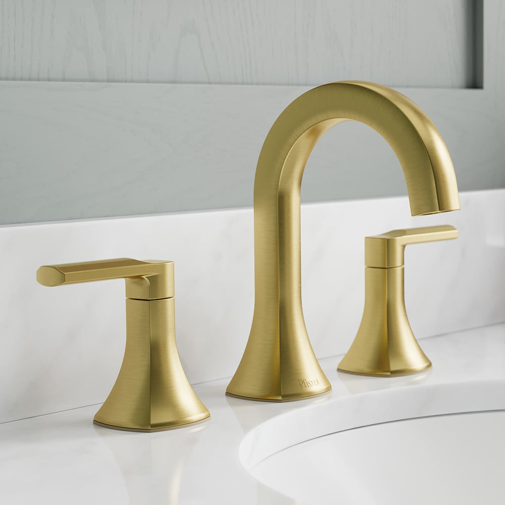 Pfister LF049VRIBG Vaneri Brushed Gold Widespread 2-handle WaterSense High-arc Residential Handle Bathroom Sink Faucet with Drain