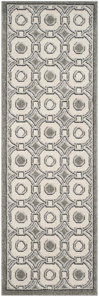 Safavieh AMT431E-27 Oka 2 x 7 (ft) Loomed Polypropylene Ivory/Gray Rectangular Indoor/Outdoor Geometric Runner rug