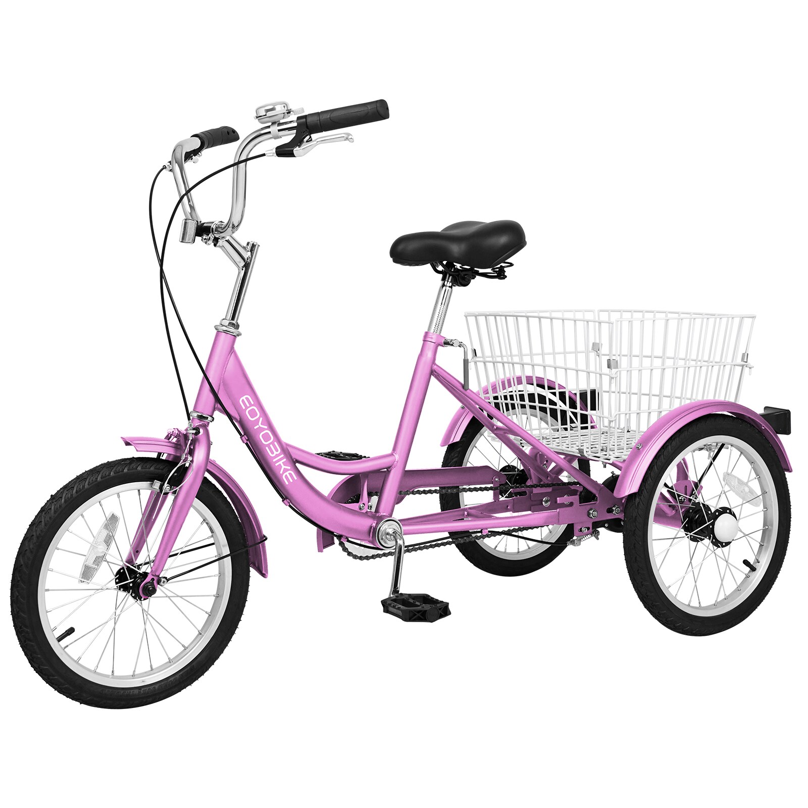 MOONCOOL  16 inch Tricycle Trike Bike Single Speed 3 Wheel Bikes with Basket Pink