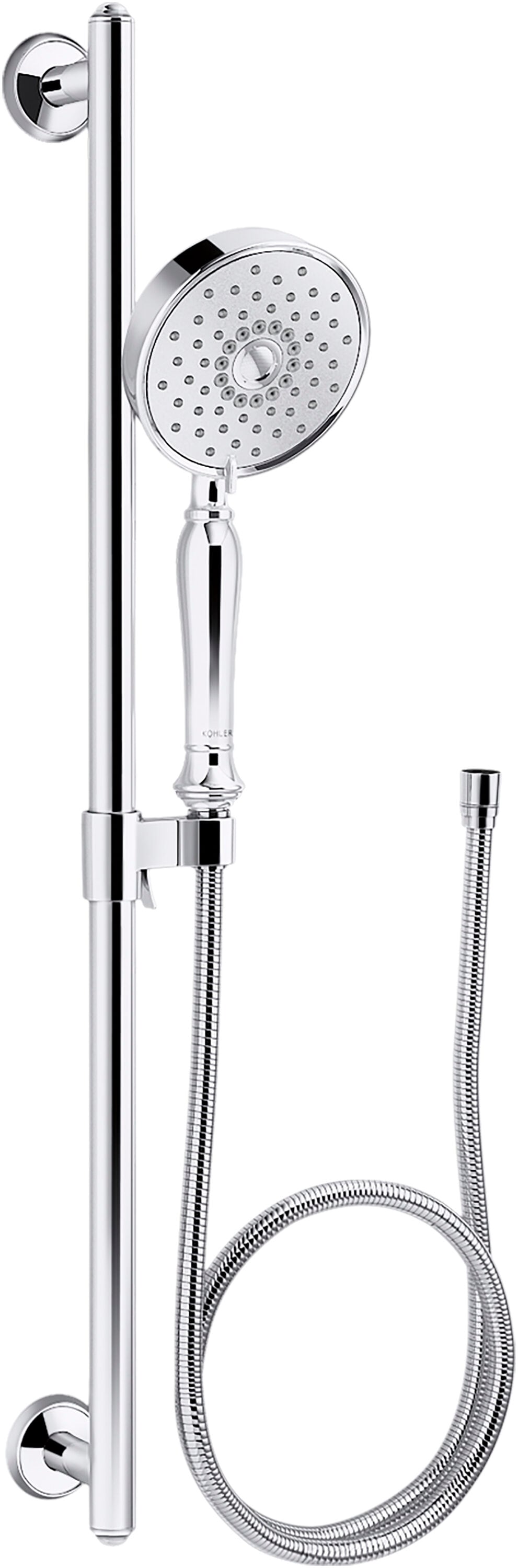 KOHLER K-22176-G-CP Bancroft 3.0 -Spray Polished Chrome 5.25-in Round Handheld Shower Head 1.75 GPM