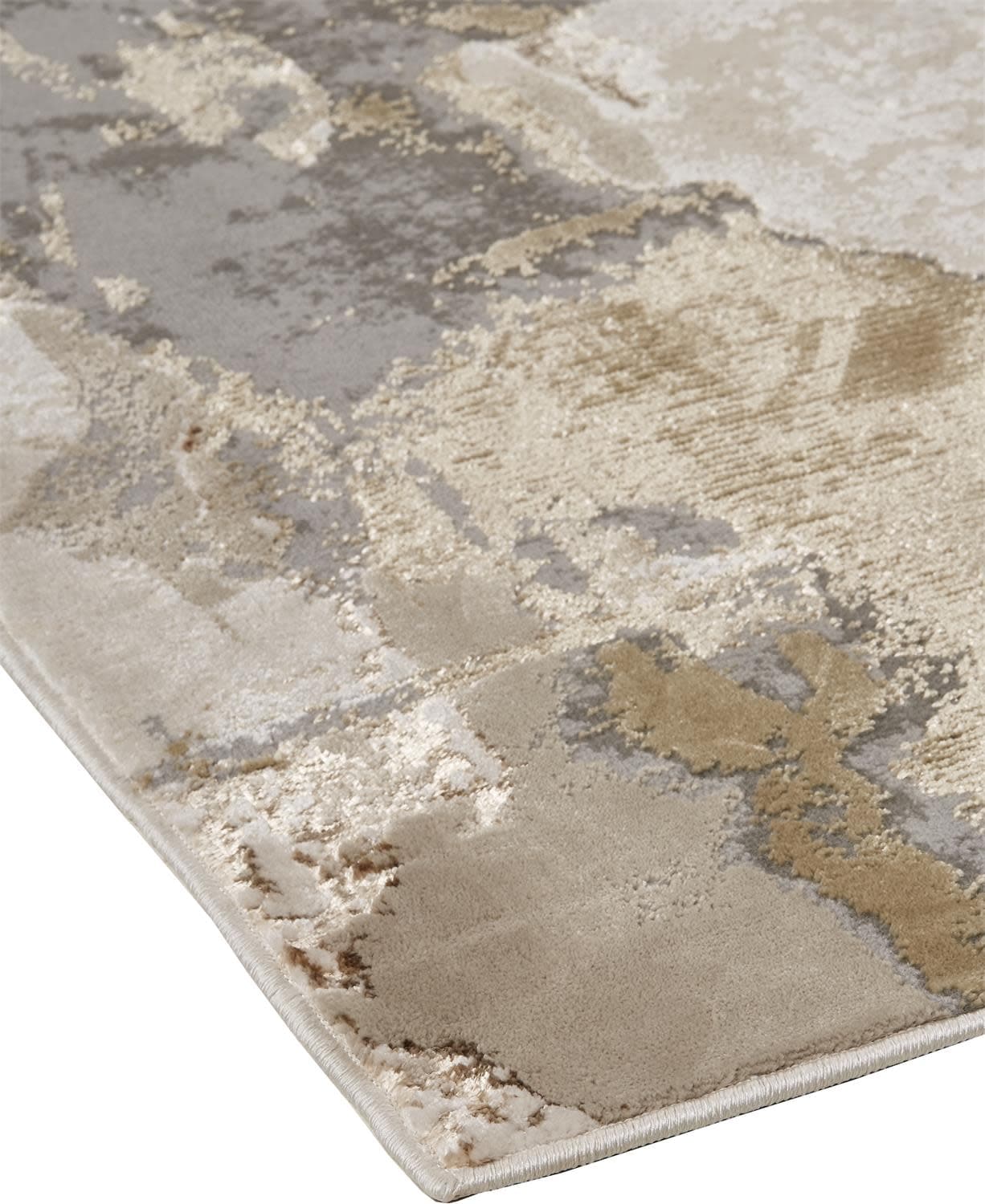 Aura Modern Gold and Gray Abstract Area Rug