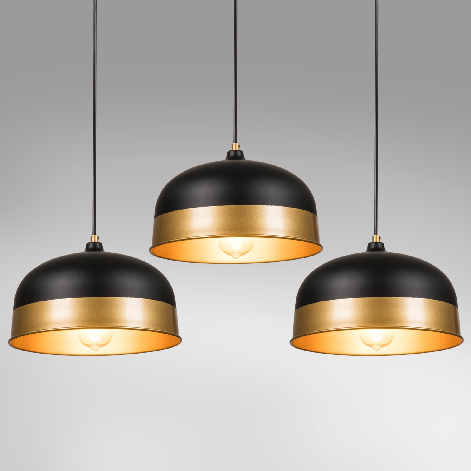 black pendant light gold inside