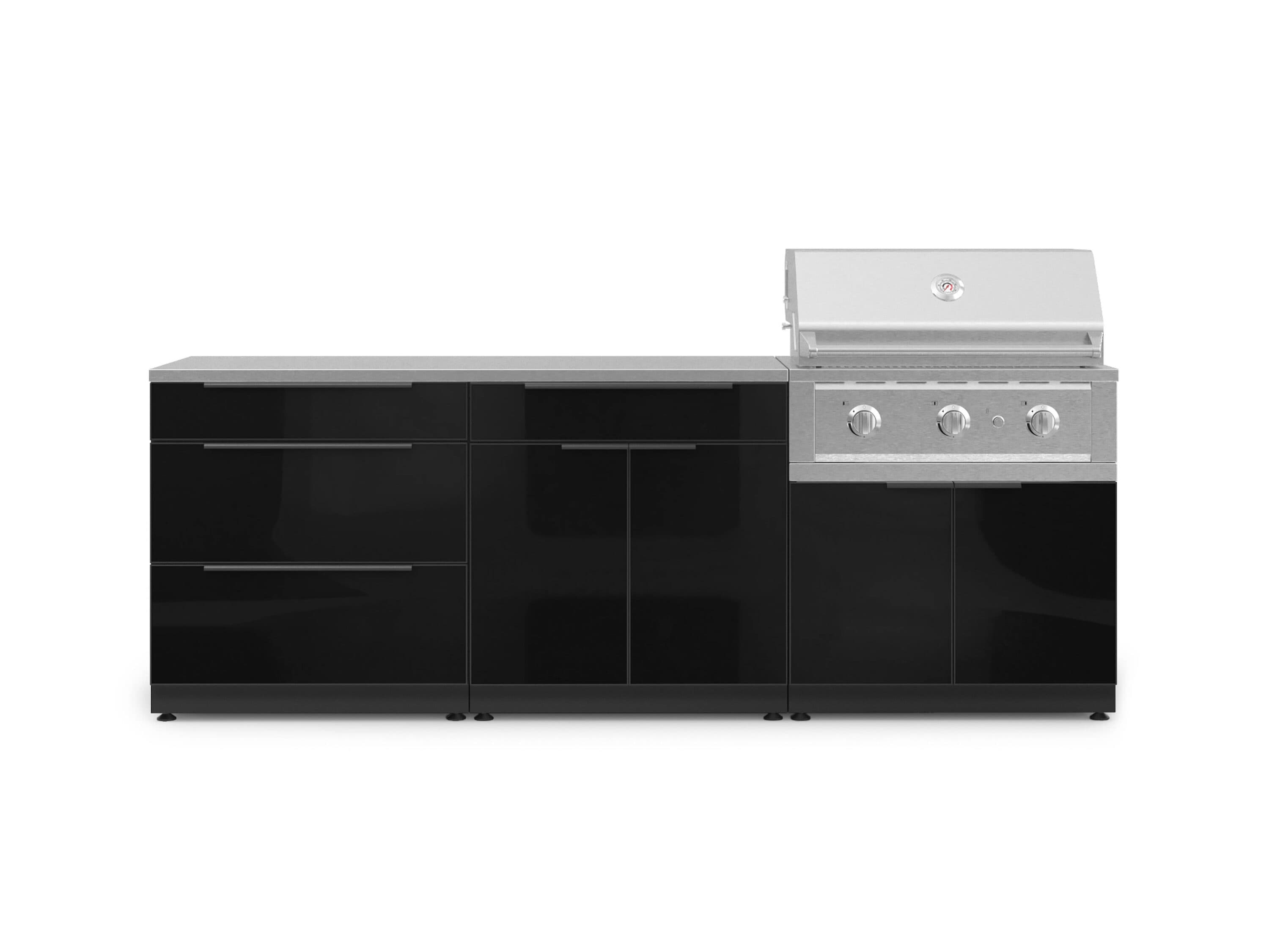 NewAge Products 67433 Classic Aluminum Cabinets Performance Gas Grill 5 -Piece 97-in W x 24-in D x 48.5-in H Modular Outdoor Kitchen Set 3 Burners