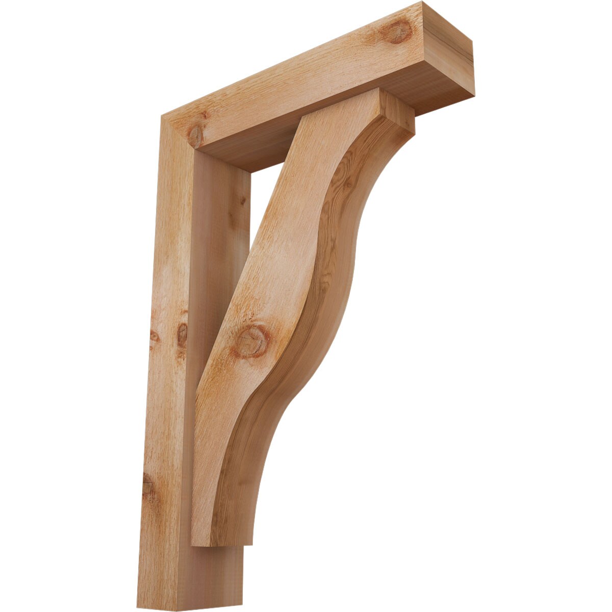 Ekena Millwork 1462248 Funston Block Rough Sawn Bracket with Offset Brace 6-in x 24-in x 36-in Western red cedar Brown Wood Standard bracket