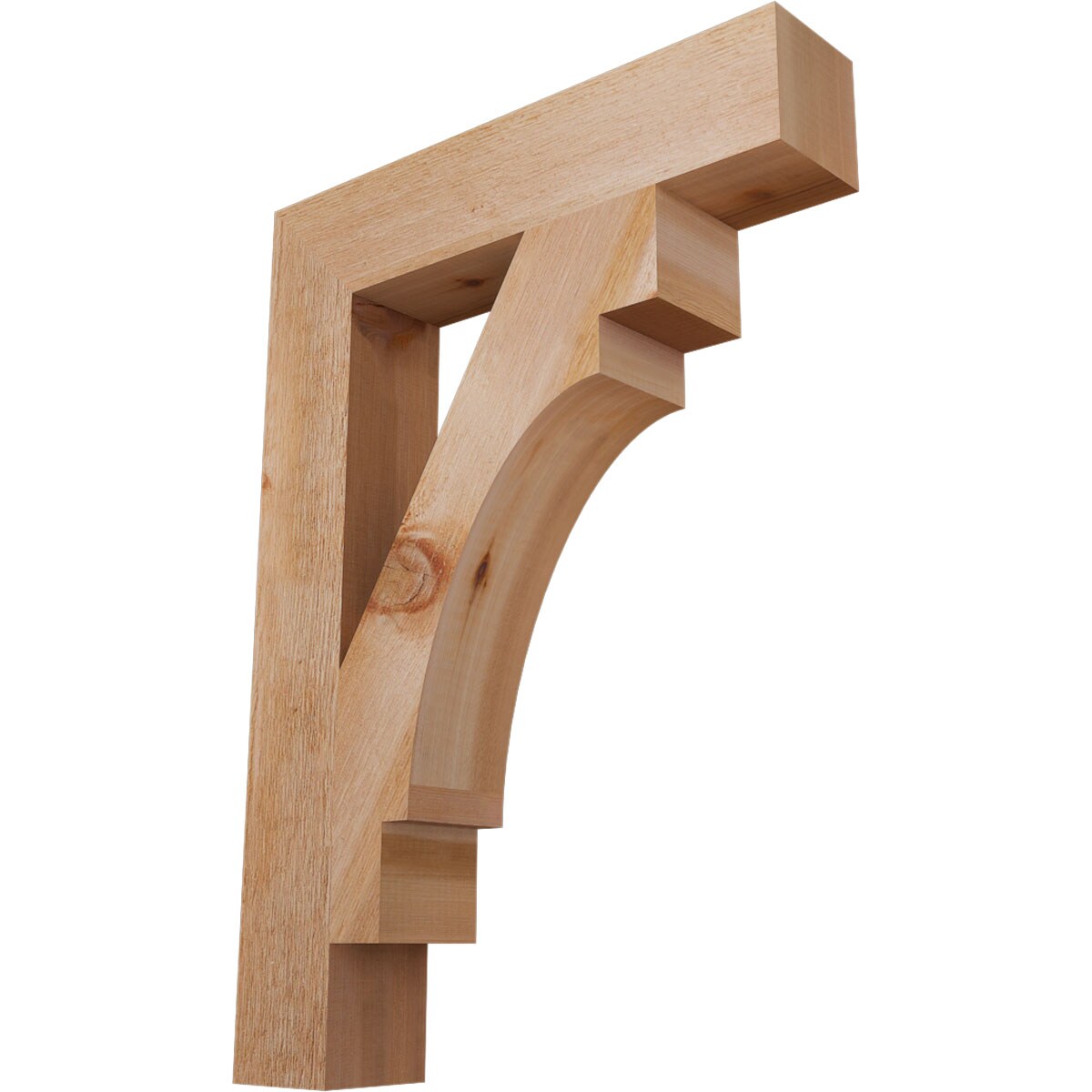 Ekena Millwork BKT04X20X28MRC05RWR Merced block rough sawn 4-in x 20-in x 28-in Western red cedar Brown Wood Standard bracket
