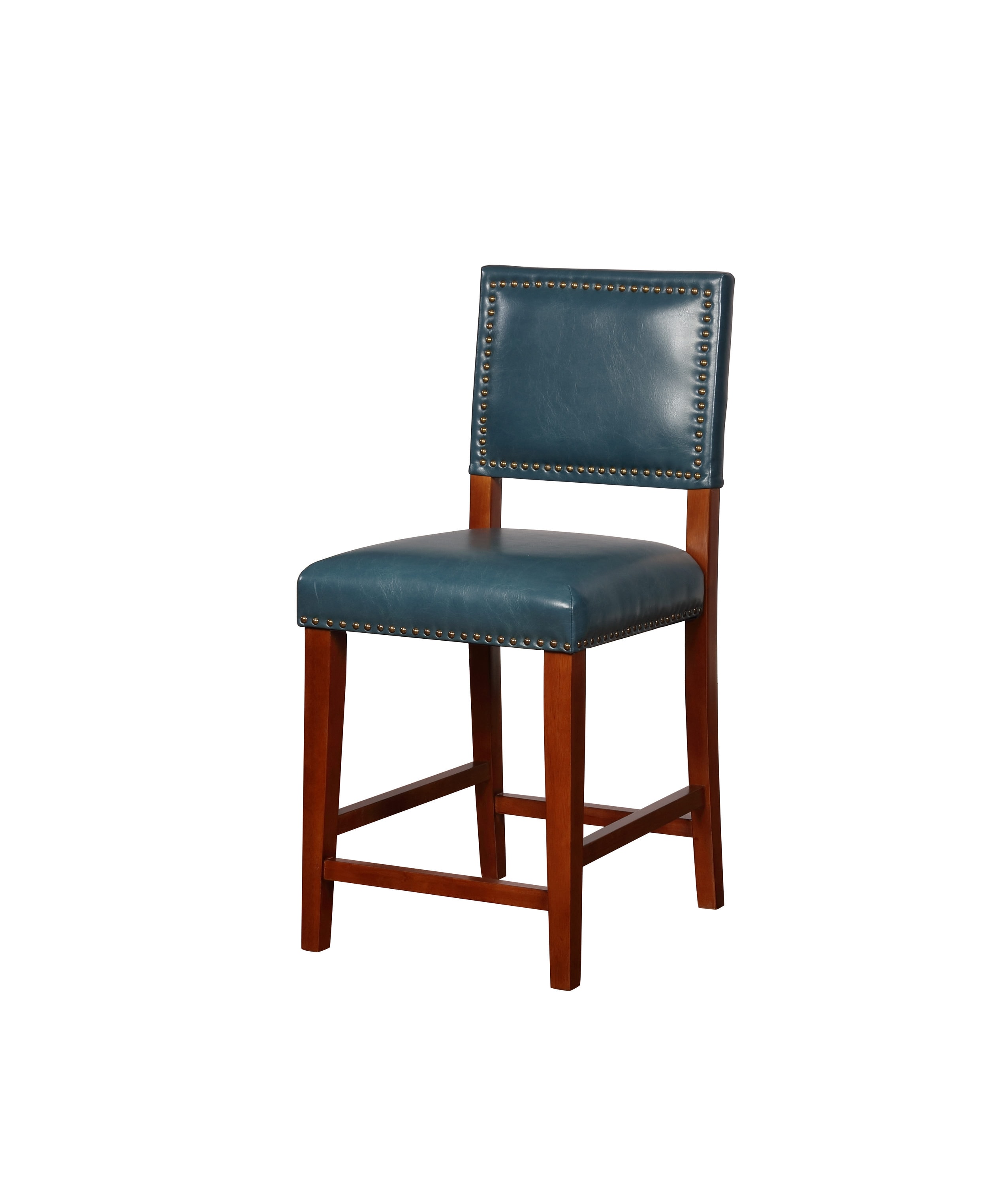 Linon CS013BLU01U Brook Blue 22-in H Counter height Upholstered Wood Bar Stool with Back