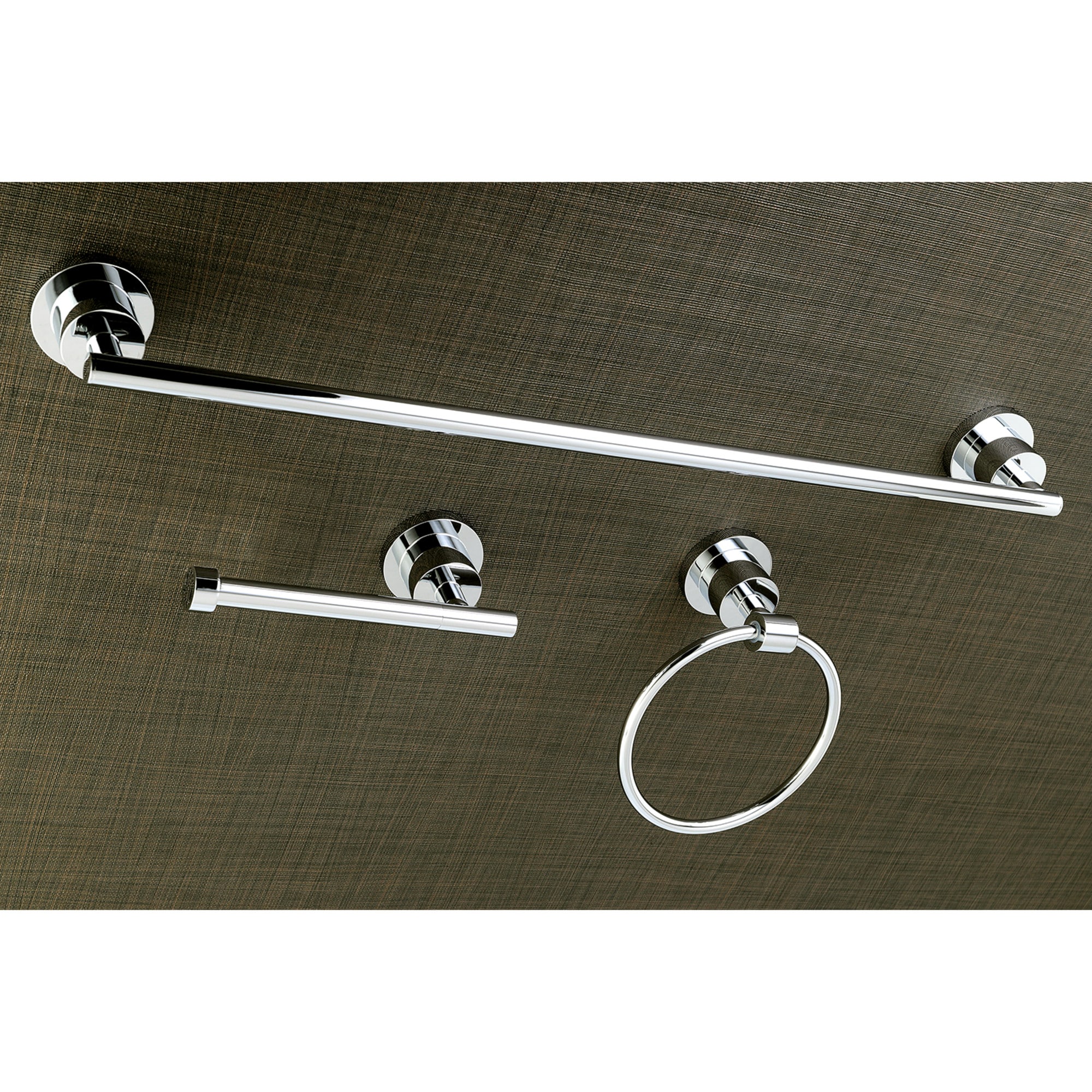 Kingston Brass WLK8211481 3 -Piece Concord Polished chrome Decorative Bathroom Hardware Set Towel Bar, Toilet Paper Holder, Towel Ring Included