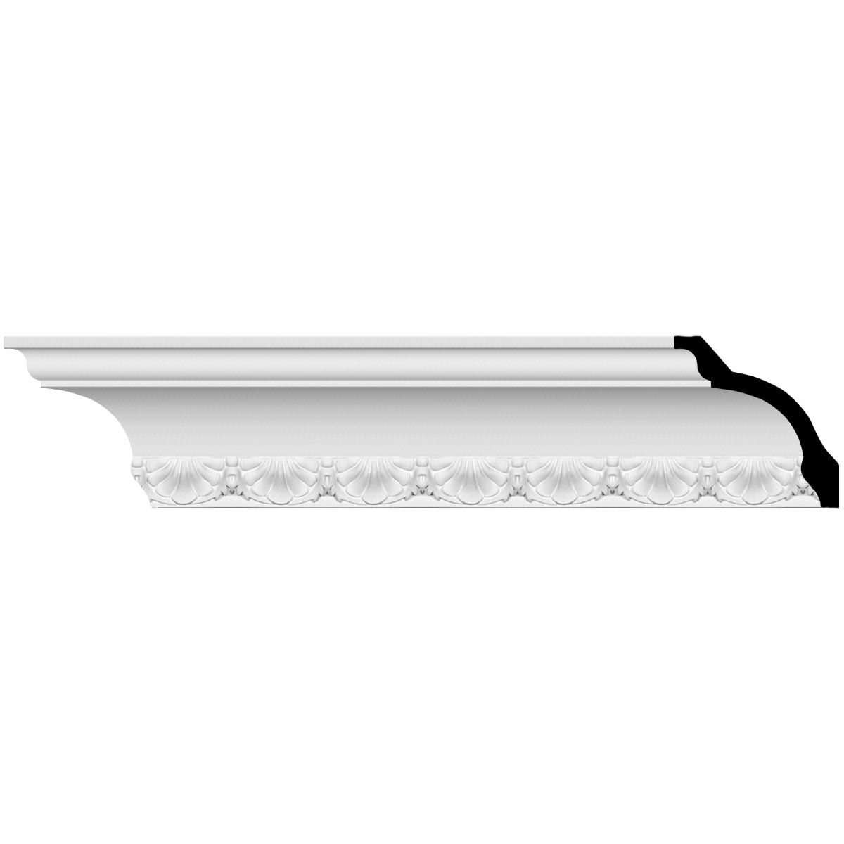 Ekena Millwork MLD04X04X06SH-CASE-2 Shell 5-3/4-in x 7-ft 10-1/2-in Primed Urethane Crown Moulding 2 -Pack