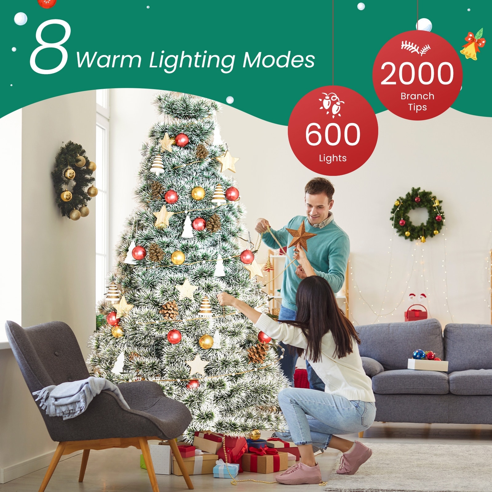 Haysky LSRY-SDS-DZR-9FT Artificial-Christmas-Trees - View #4