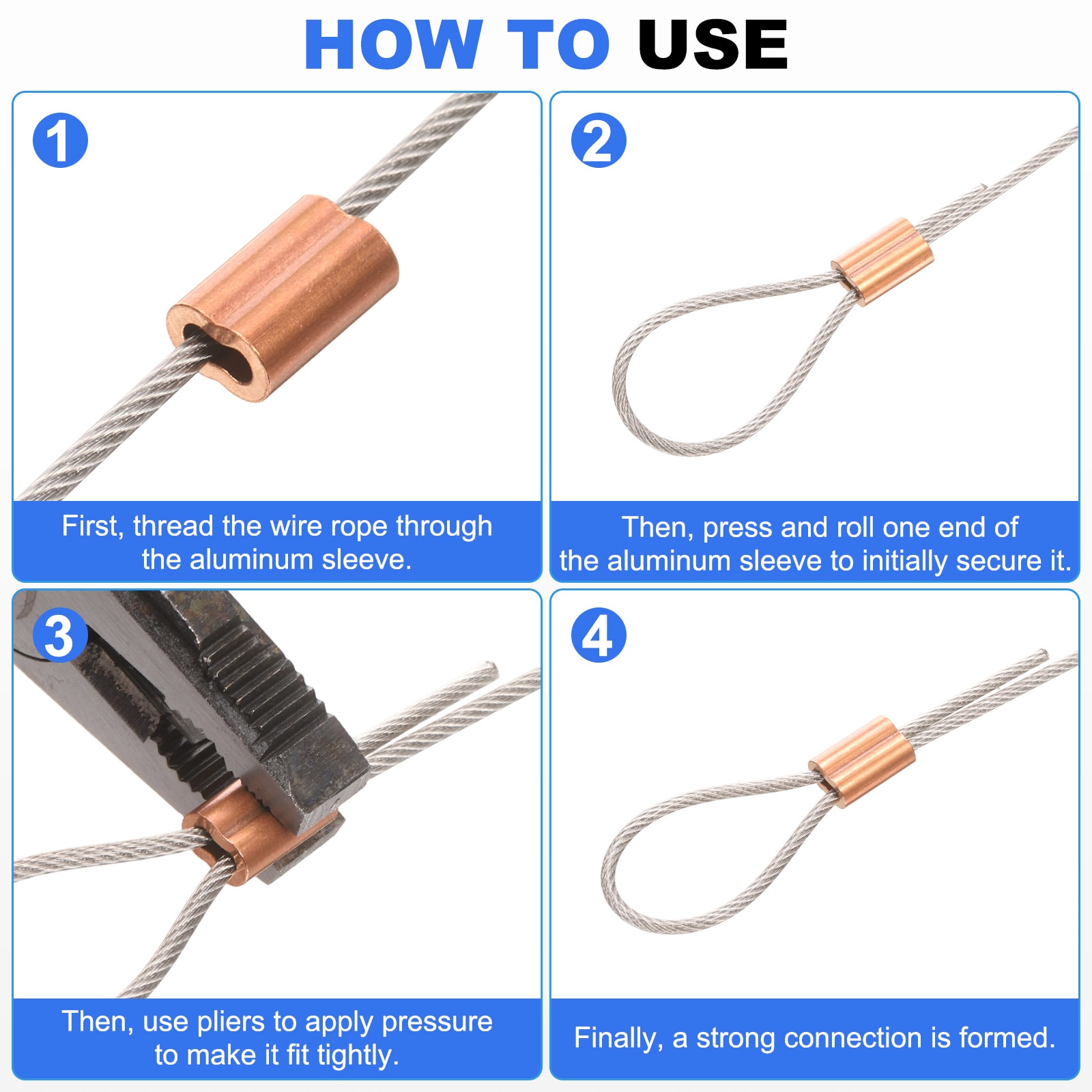 Unique Bargains 12pcs Copper Crimping Loop Sleeve 15 x 10.5mm / 0.6 x 0 ...